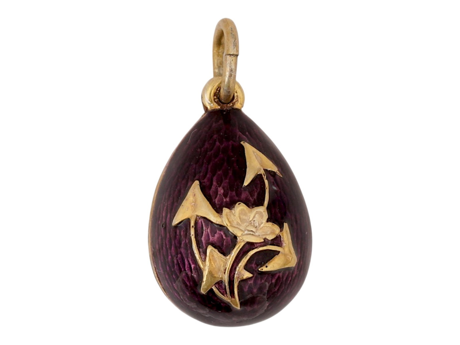 RUSSIAN GILT SILVER GUILLOCHE ENAMEL EASTER EGG PENDANT (1 of 6)