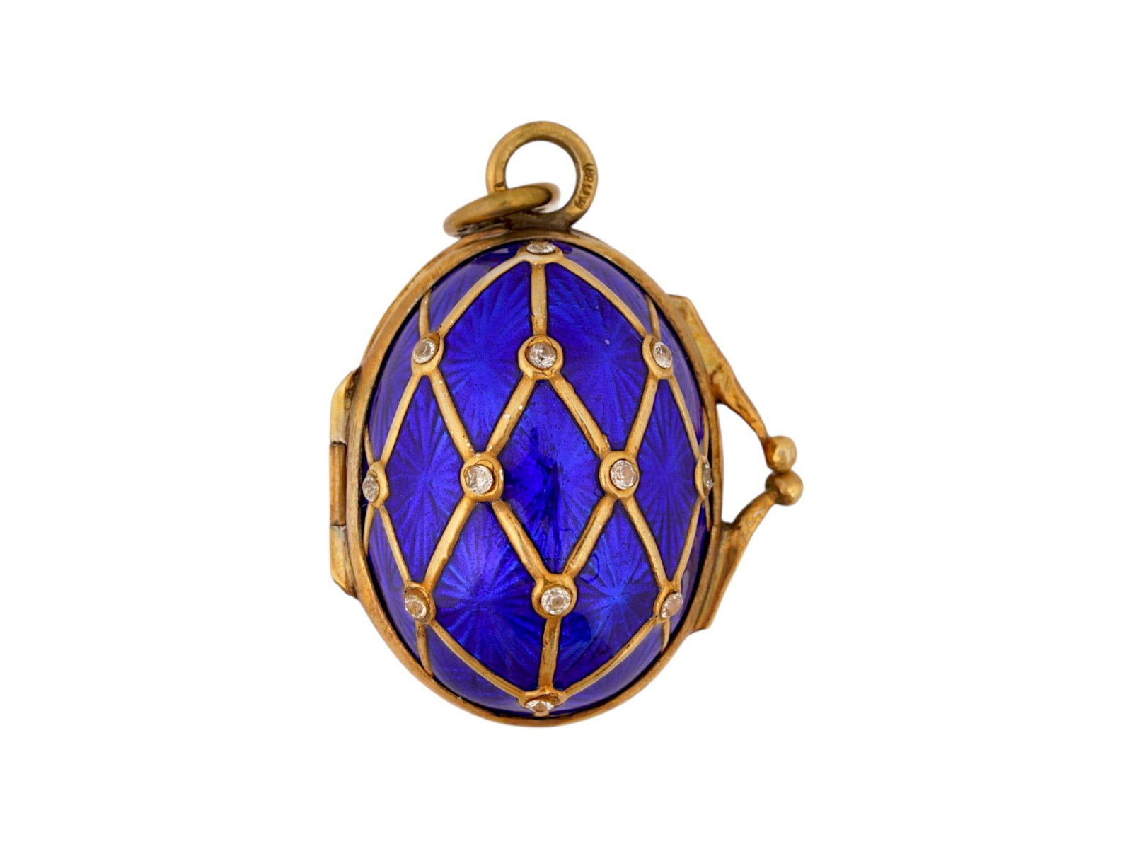 RUSSIAN GILT SILVER ENAMEL EASTER EGG LOCKET PENDANT (1 of 8)