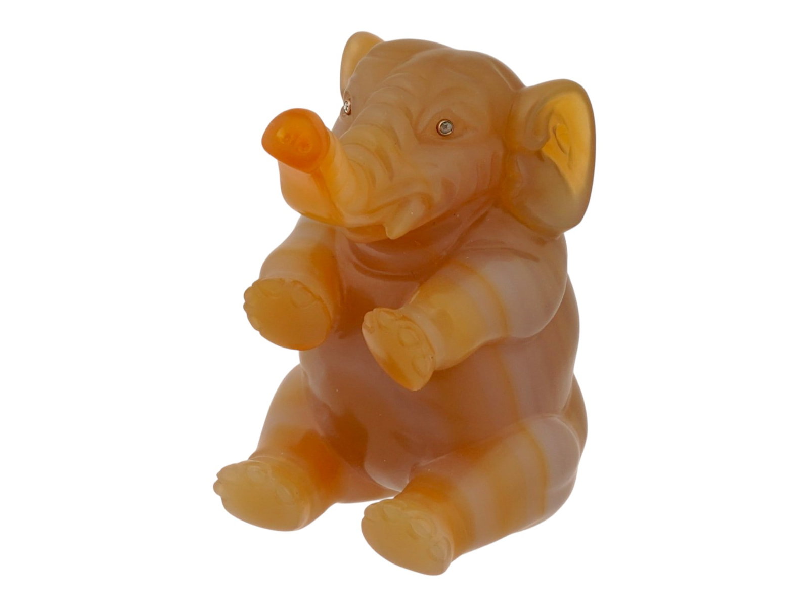 RUSSIAN CARVED AGATE GOLD AND DIAMOND FIGURINE (1 of 8)