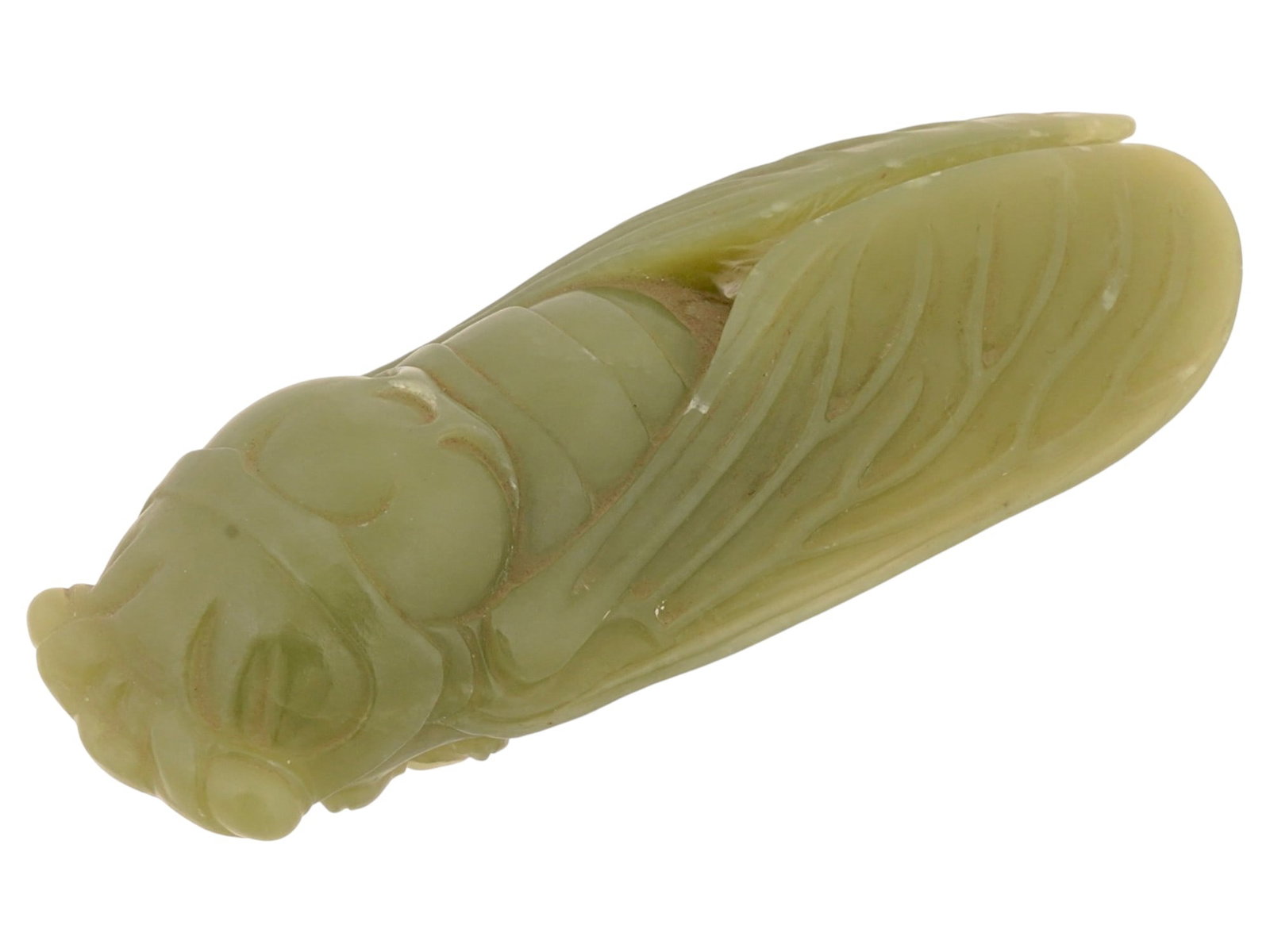 RUSSIAN CARVED NEPHRITE JADE CICADA FIGURINE (1 of 7)