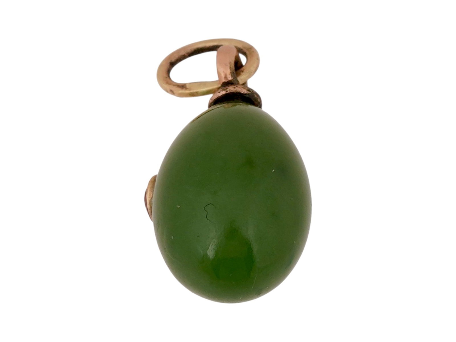 RUSSIAN GOLD NEPHRITE AND RUBY EASTER EGG PENDANT - 5