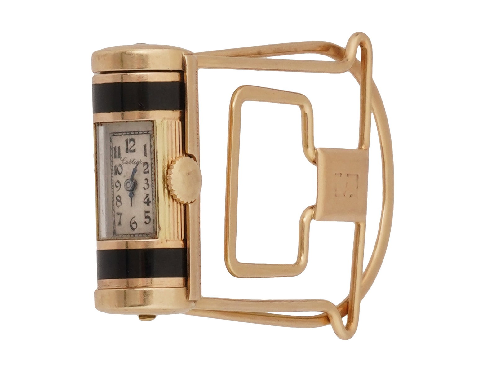 RARE ART DECO 14K GOLD MONEY CLIP WITH CLOCK 1940S (1 of 14)