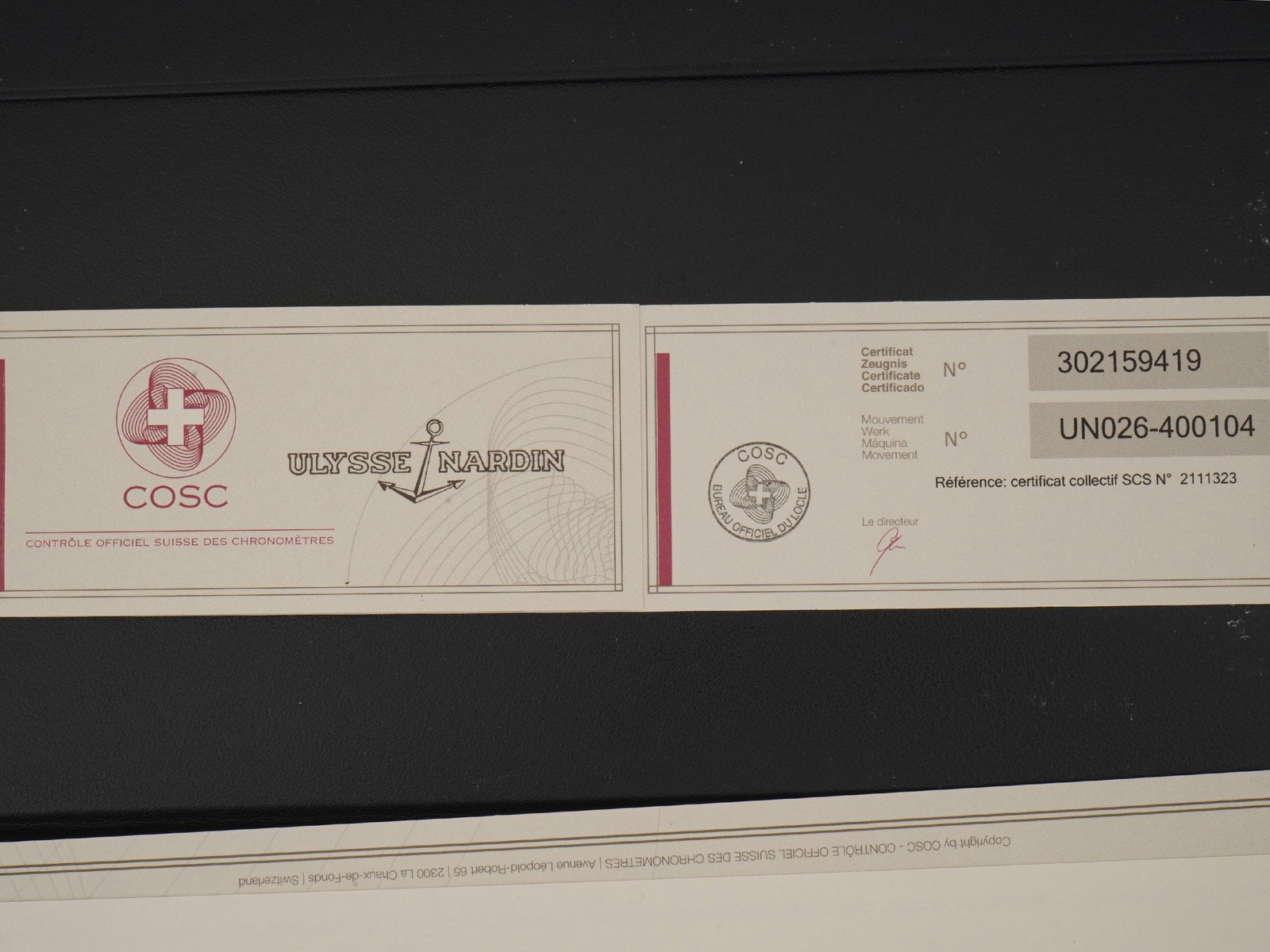 ULYSSE NARDIN MAXI MARINE CHRONOMETER IOB W COA - 19