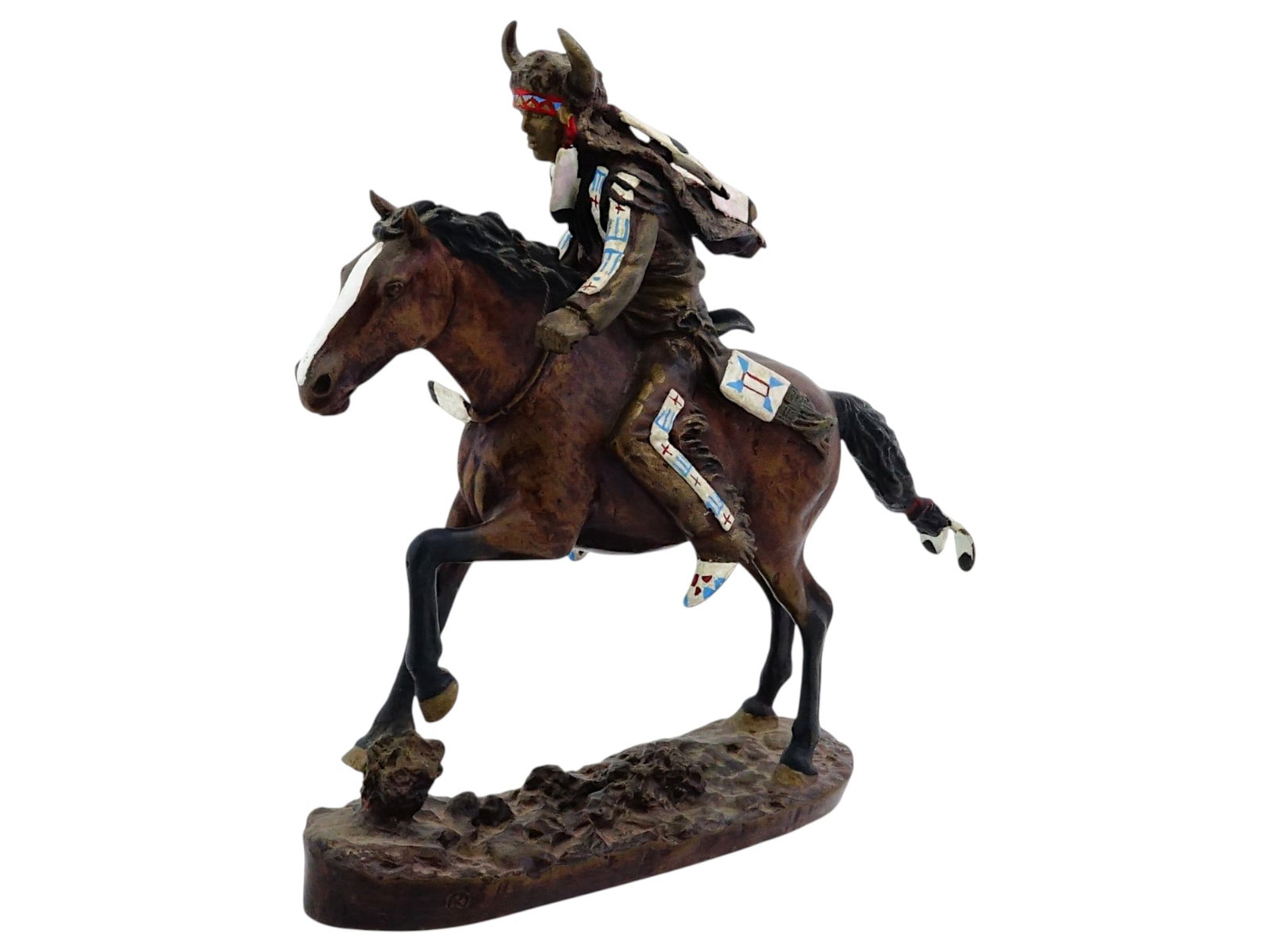 VINTAGE BRONZE SCULPTURE OF A NATIVE AMERICAN WARRIOR (1 of 7)