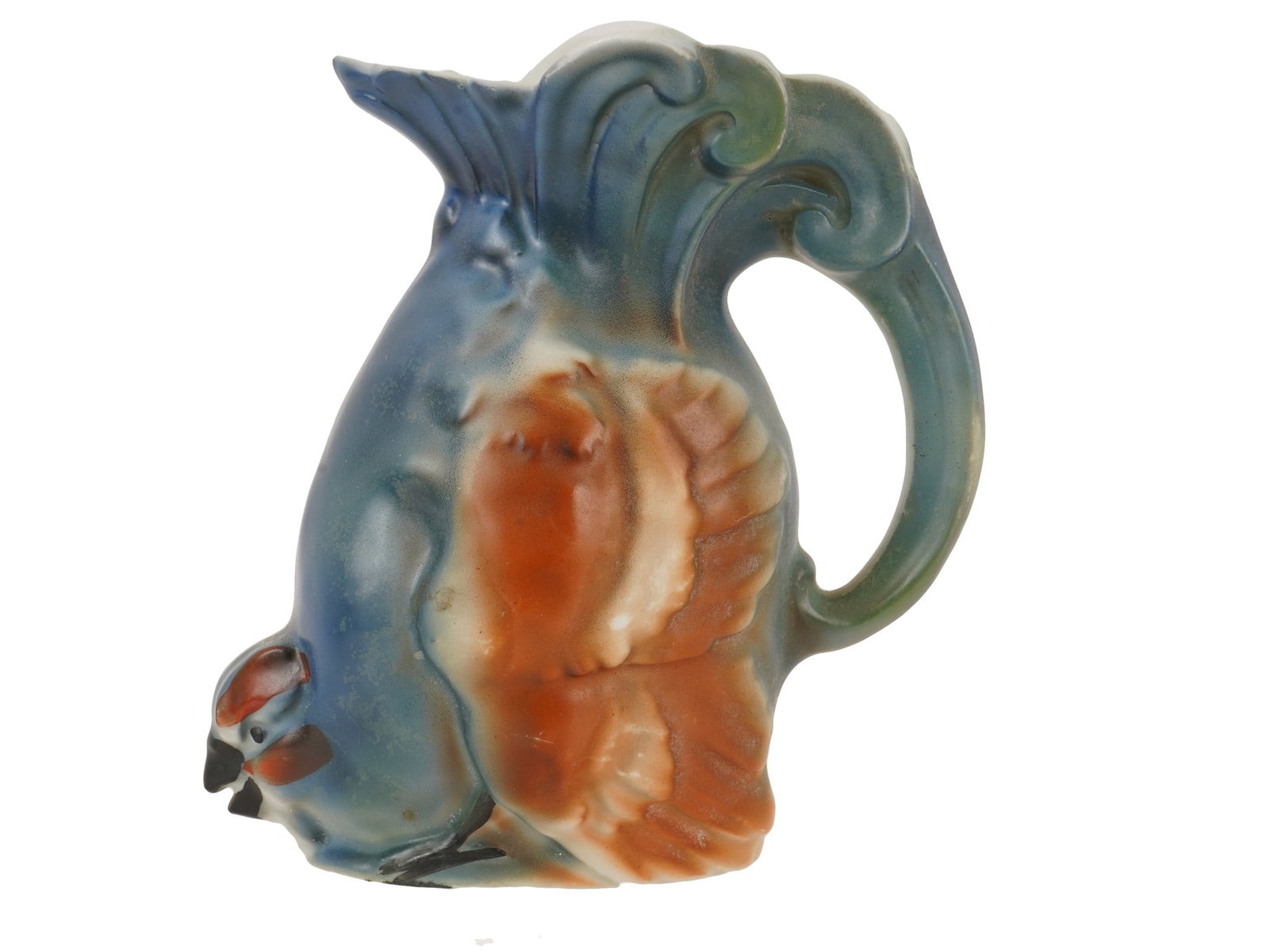 ANTIQUE GERMAN PORCELAIN EPHELIA TROPICAL BIRD PITCHER (1 of 7)