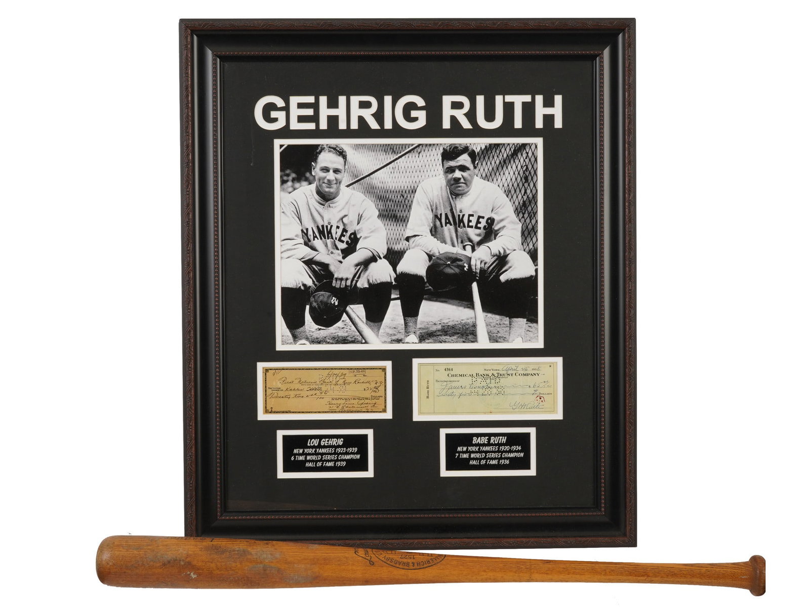 AMERICAN BABE RUTH AND LOU GEHRIG PHOTO BASEBALL BAT (1 of 11)