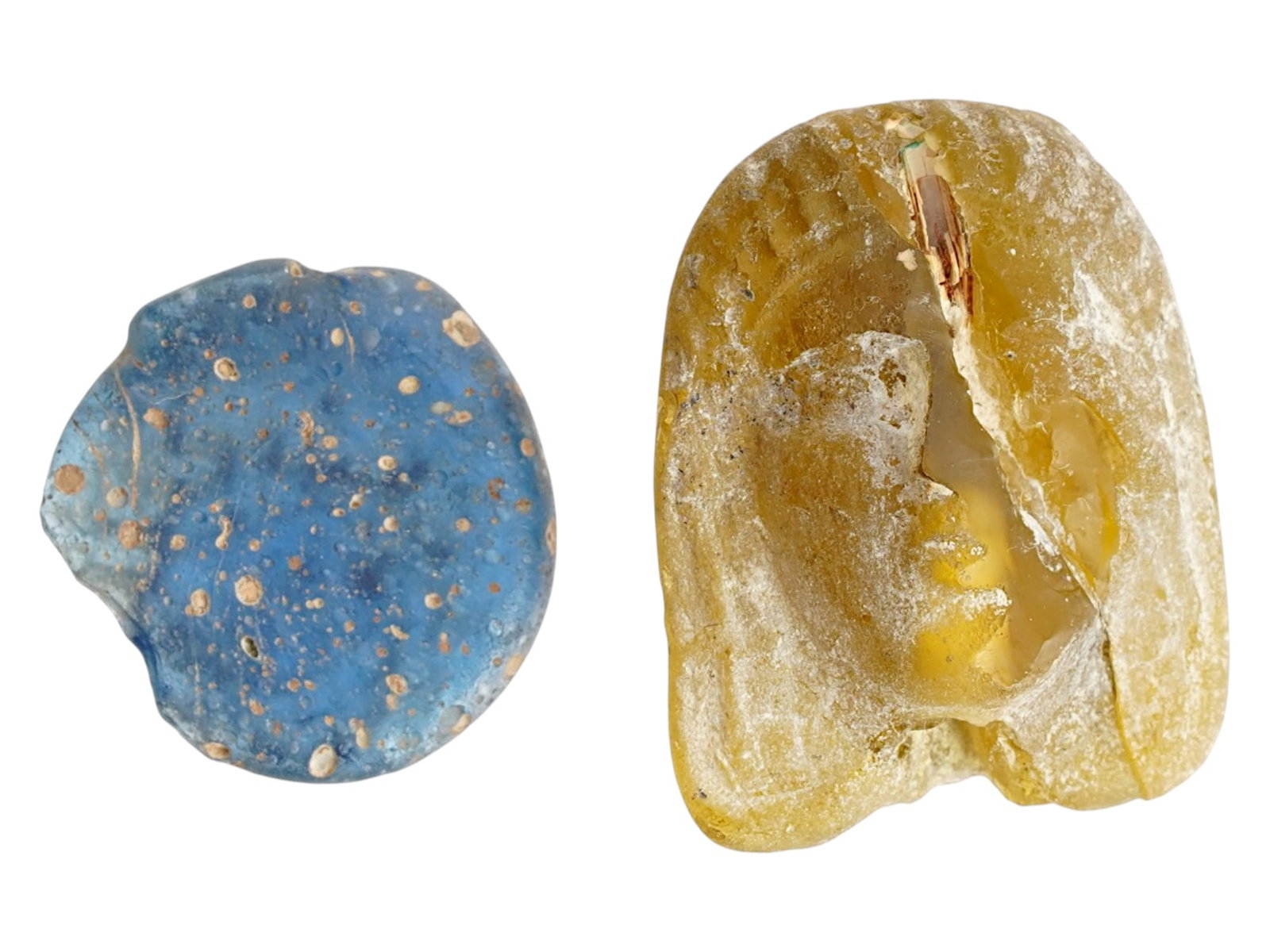 TWO ANCIENT ROMAN GLASS ARTIFACTS AMULETS (1 of 6)