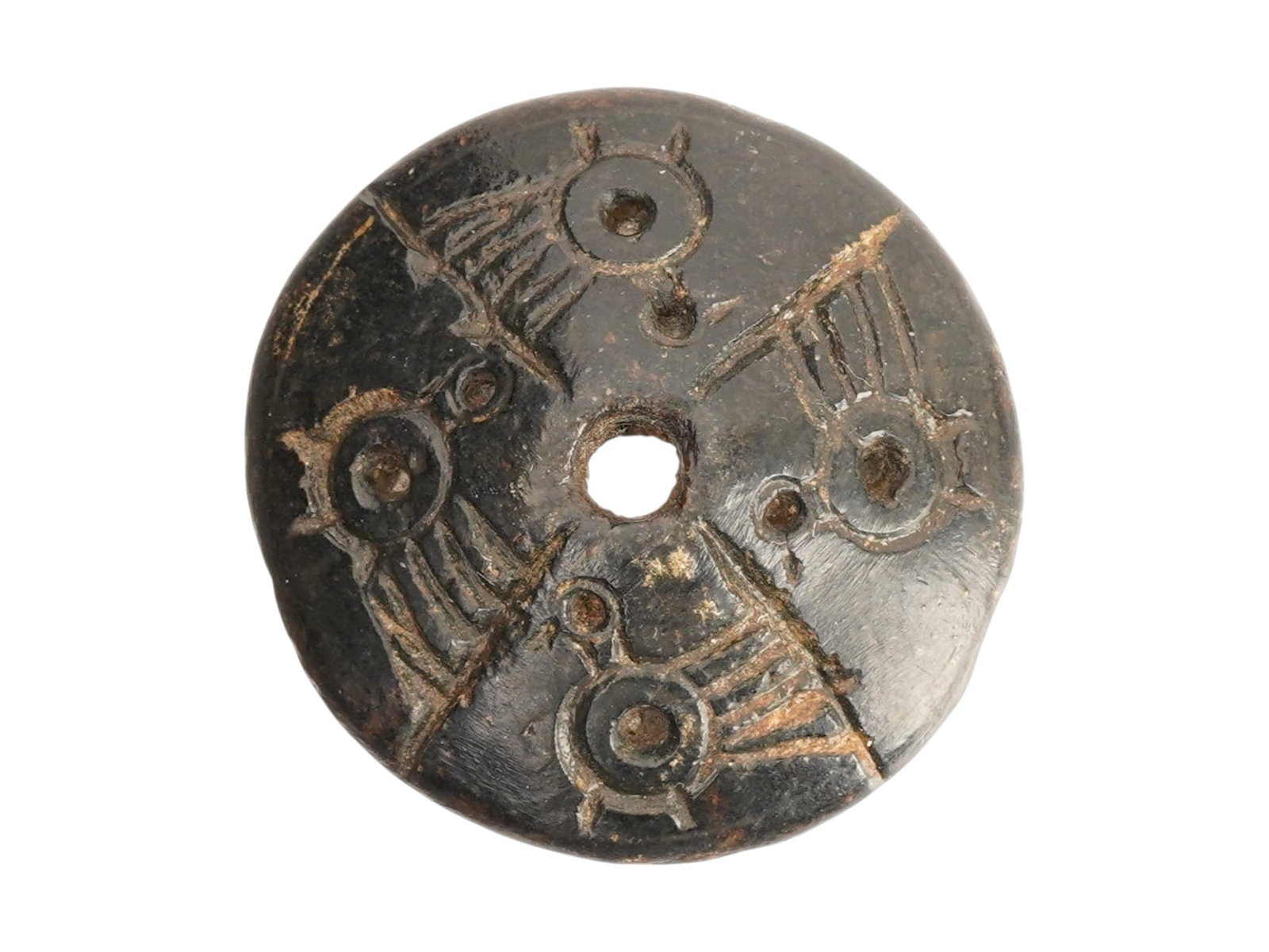 ANCIENT GRECO ROMAN HAND CARVED STEATITE SPINDLE WHORL (1 of 4)