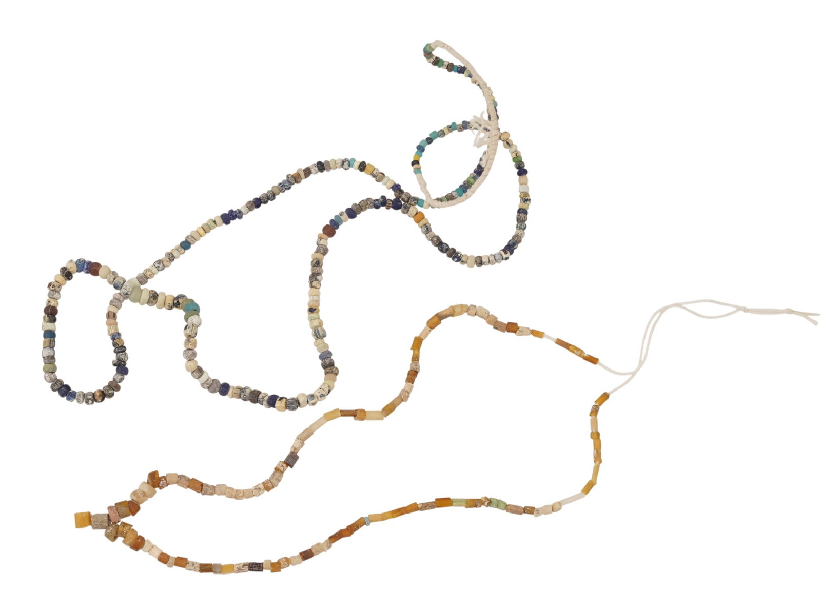 TWO ANCIENT ROMAN MULTICOLORED GLASS BEAD NECKLACES (1 of 4)