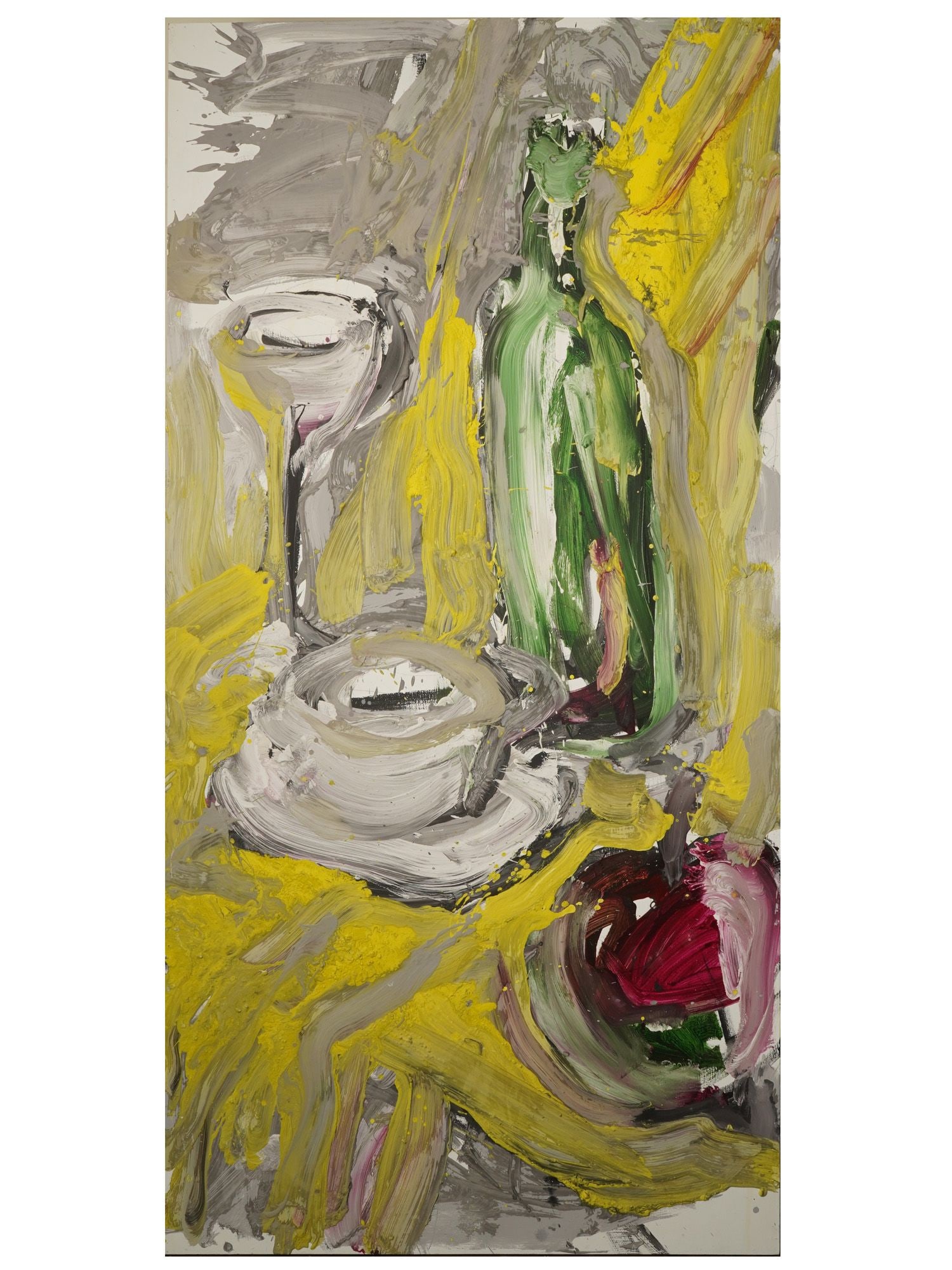 ABSTRACT ROMANIAN MIXED MEDIA PAINTING BY ION NICOLA: Ion Nicola, Contemporary Romanian artist, mixed media painting on wood board, The Bottle. Signed, dated 2014, and inscribed, on the backside. Provenance: Private collection, NYC, US. Artwork exhibited
