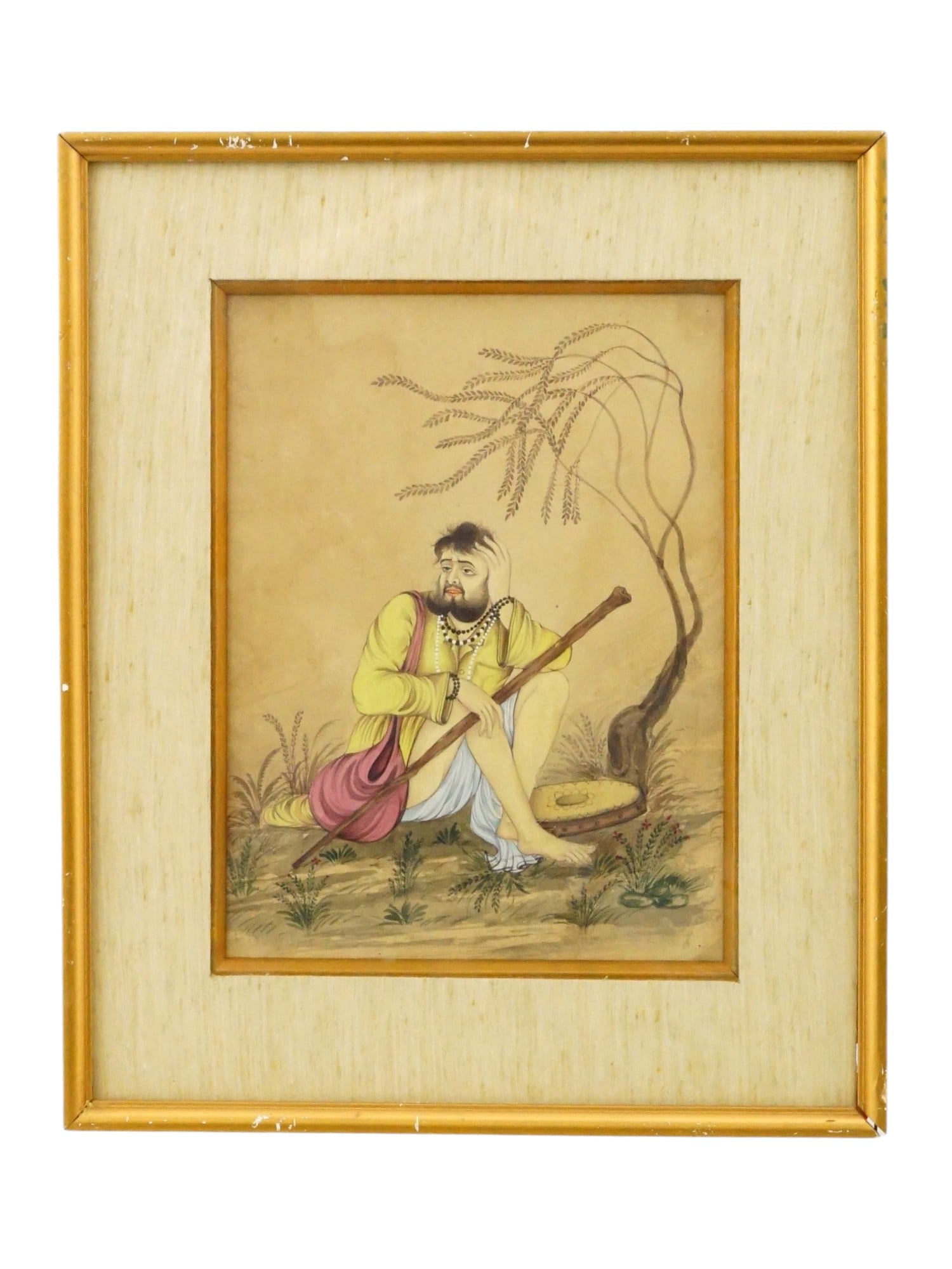 ANTIQUE INDIAN MUGHAL MINIATURE PAINTING MALE PORTRAIT (1 of 5)