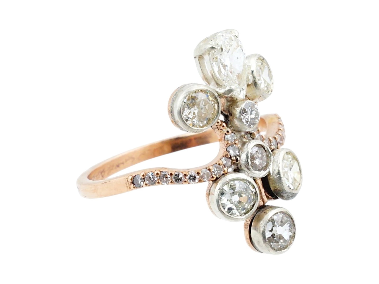 RUSSIAN 18K GOLD DIAMOND STATEMENT RING - 3