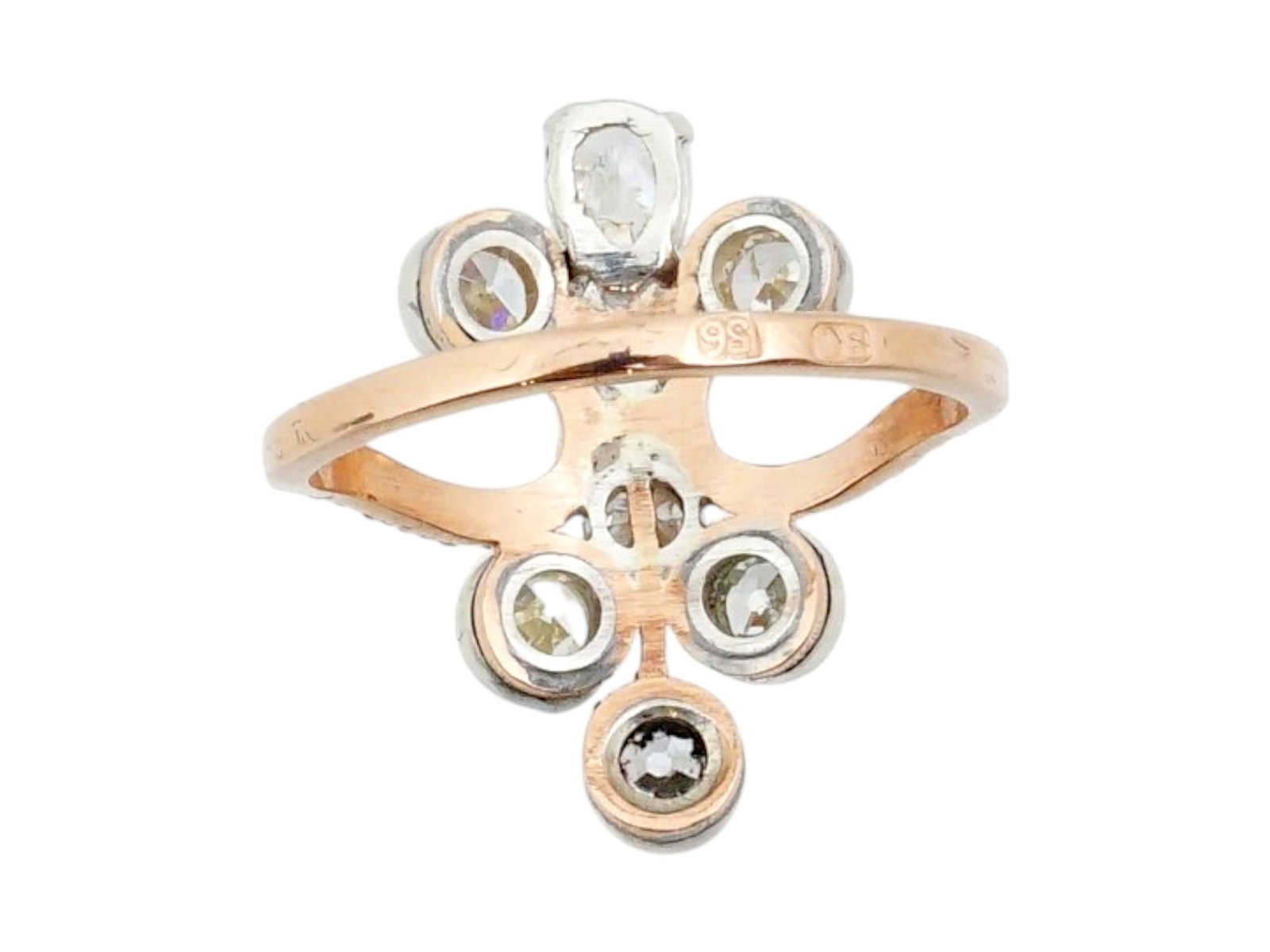 RUSSIAN 18K GOLD DIAMOND STATEMENT RING - 4