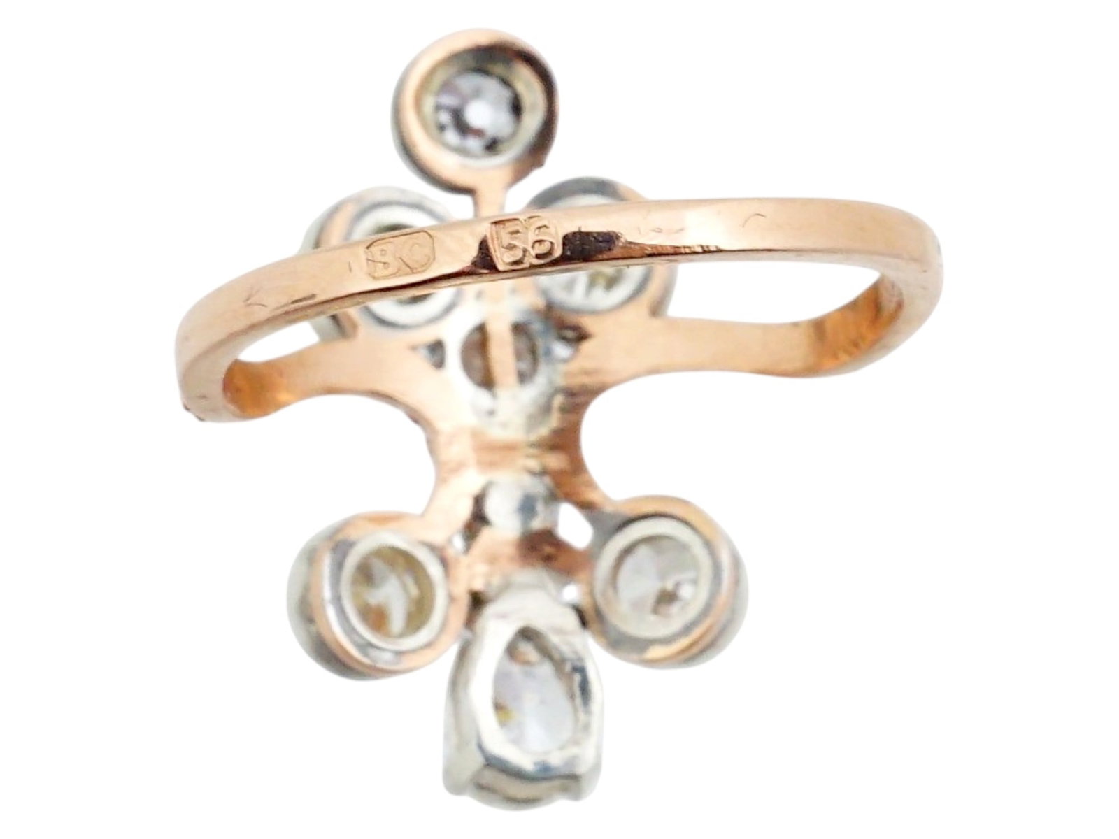 RUSSIAN 18K GOLD DIAMOND STATEMENT RING - 5