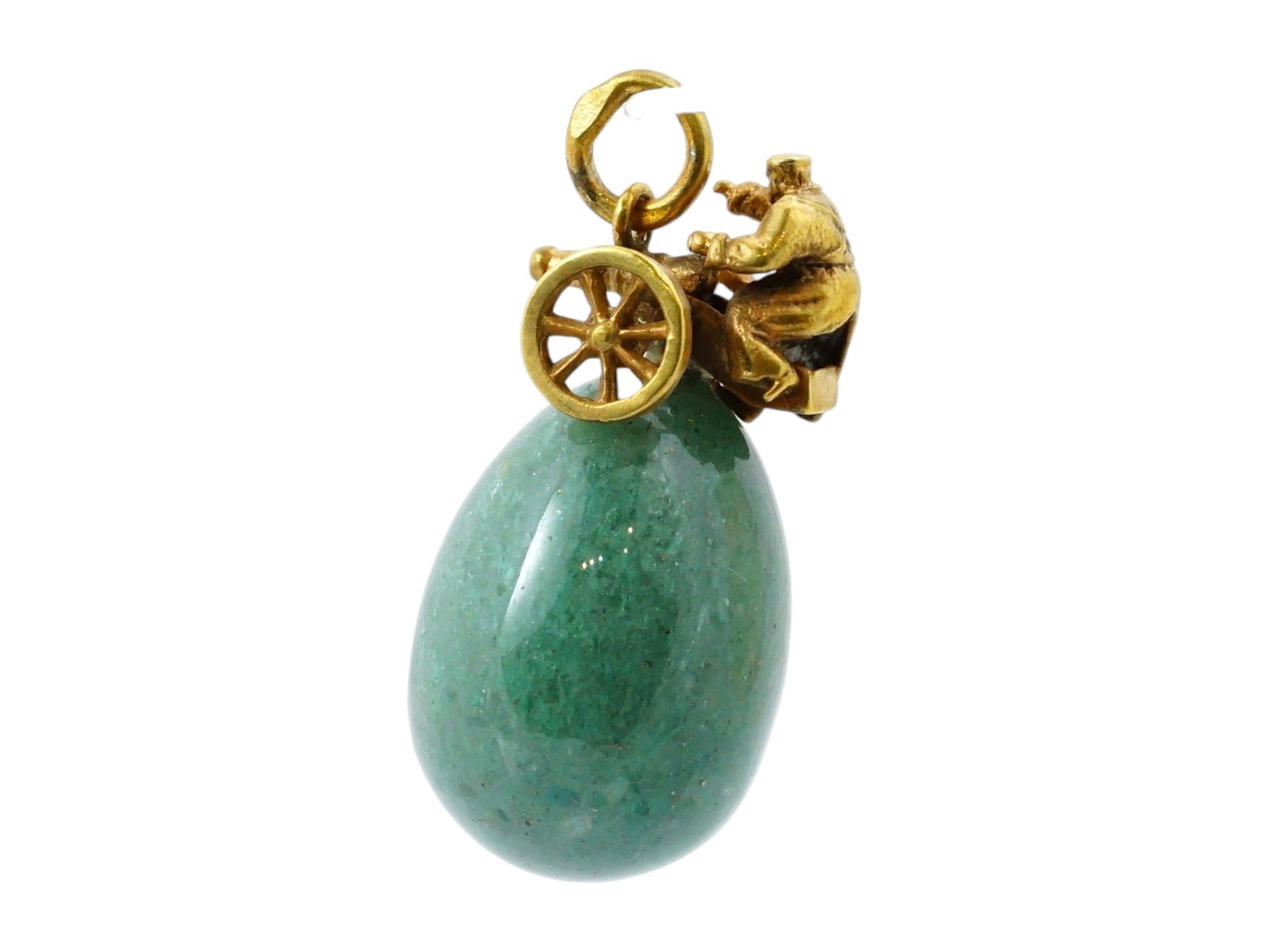 RUSSIAN SILVER AND NEPHRITE JADE EASTER EGG PENDANT - 2