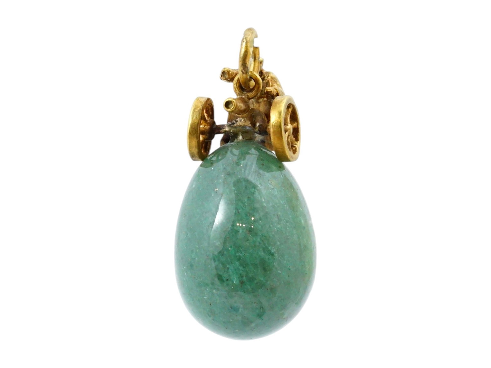 RUSSIAN SILVER AND NEPHRITE JADE EASTER EGG PENDANT - 3