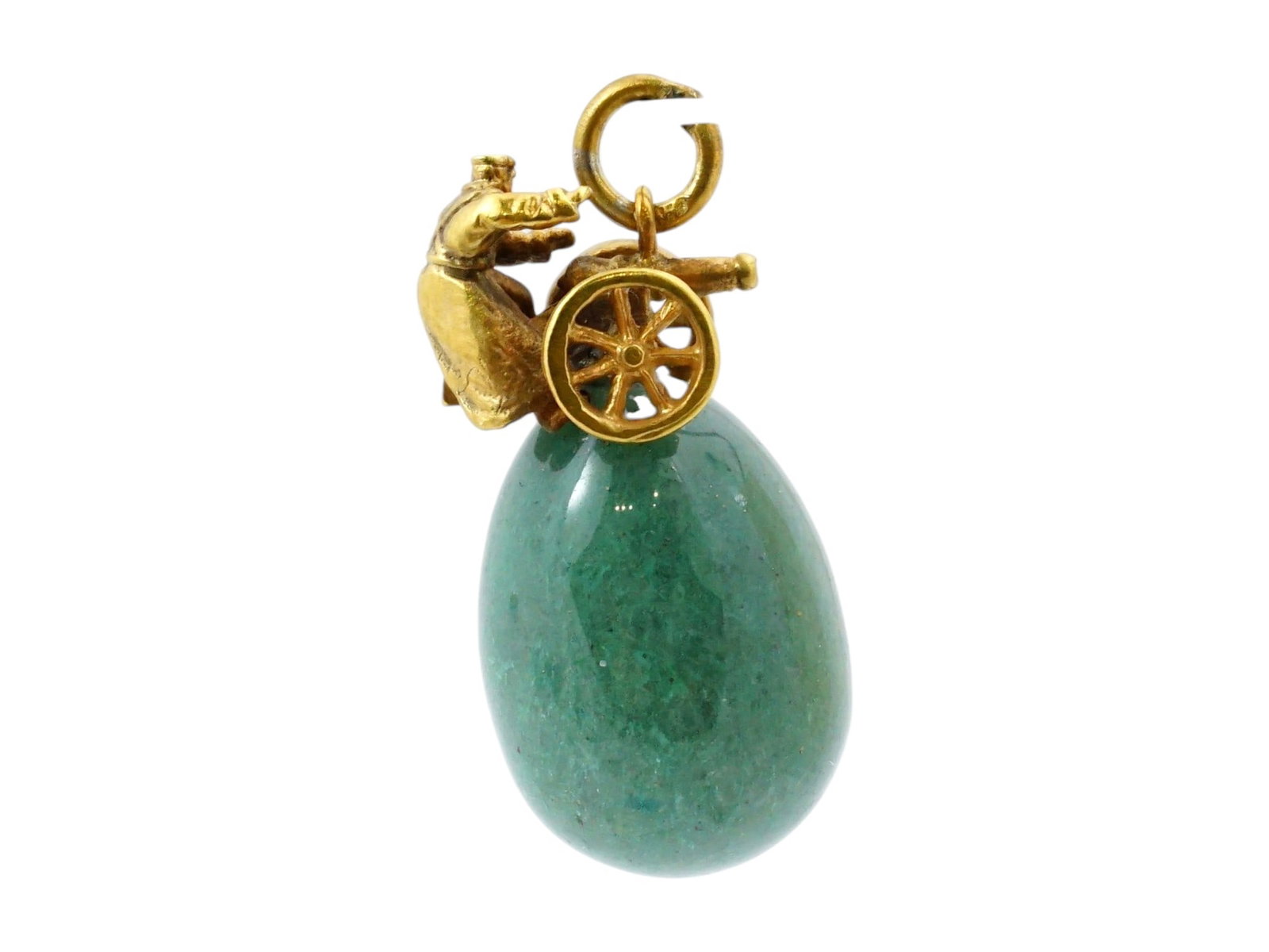 RUSSIAN SILVER AND NEPHRITE JADE EASTER EGG PENDANT - 4