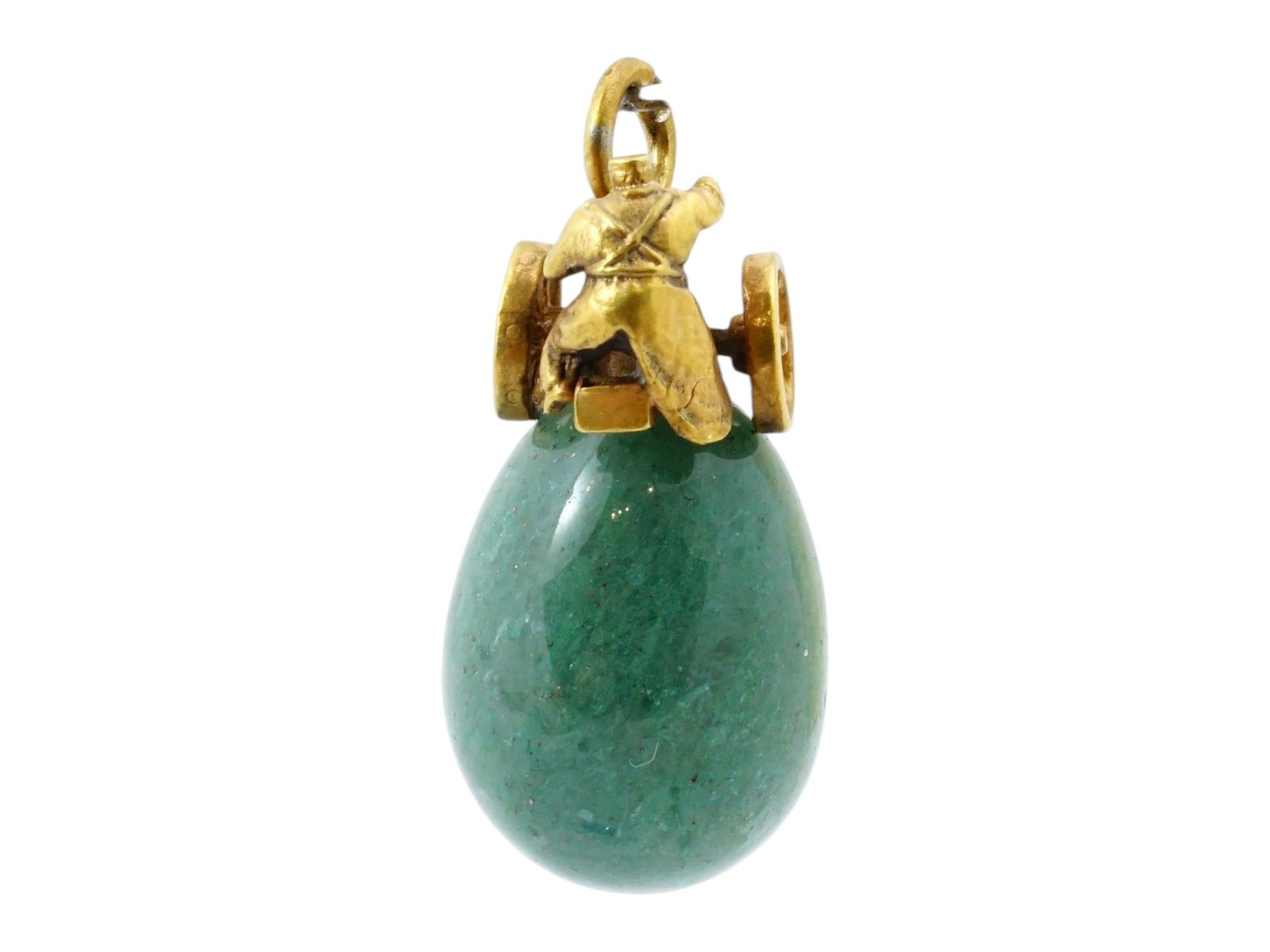 RUSSIAN SILVER AND NEPHRITE JADE EASTER EGG PENDANT - 5