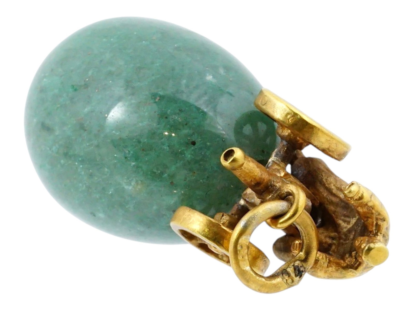 RUSSIAN SILVER AND NEPHRITE JADE EASTER EGG PENDANT - 6