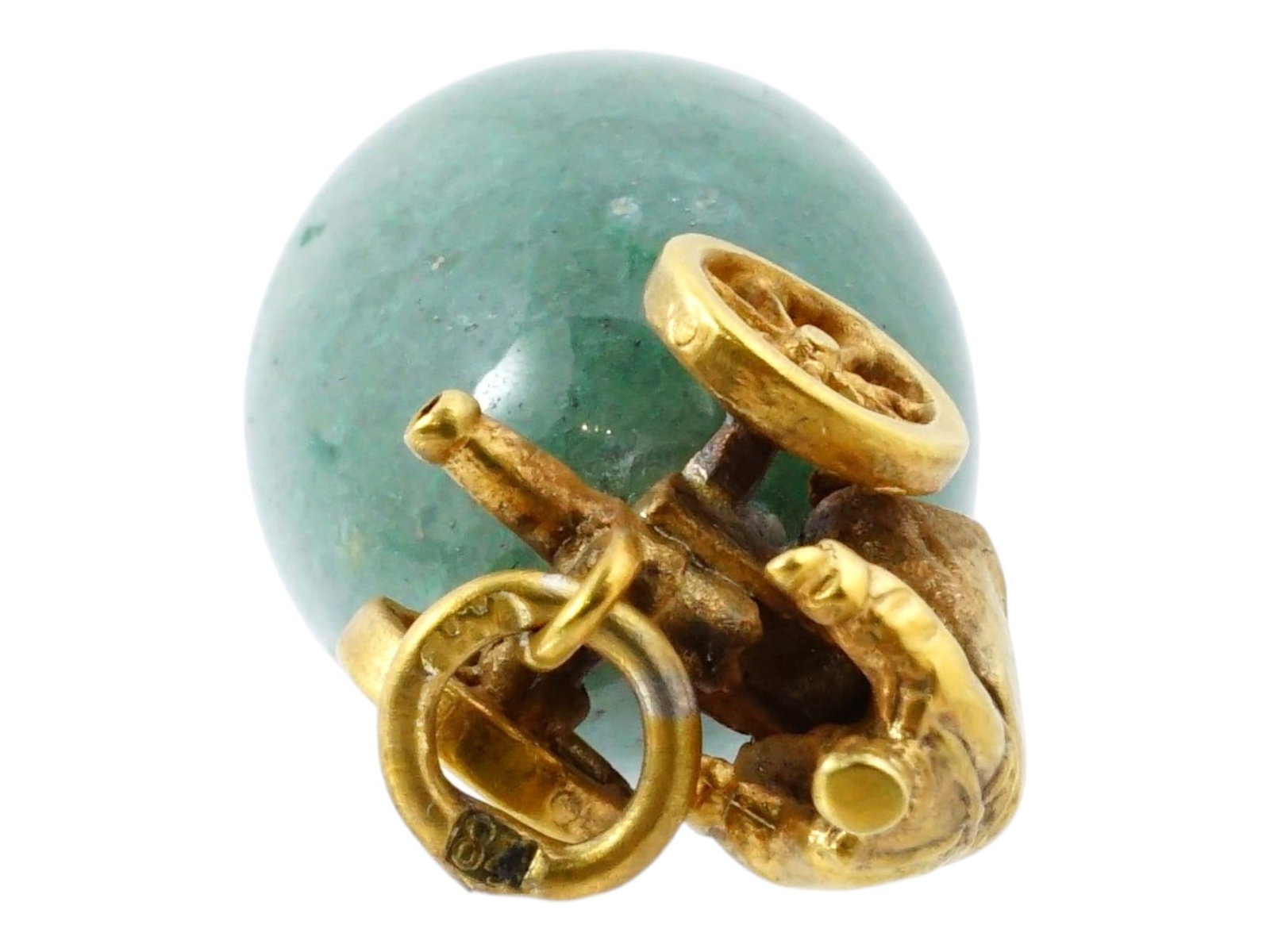 RUSSIAN SILVER AND NEPHRITE JADE EASTER EGG PENDANT - 8