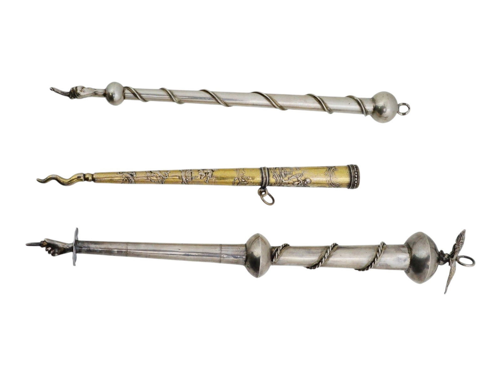 3 CONTINENTAL AND RUSSIAN SILVER TORAH POINTERS - 4