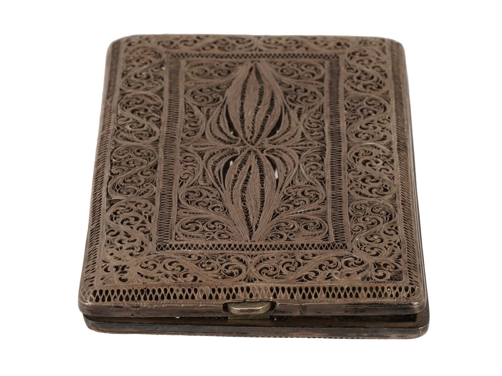 RUSSIAN FILIGREE OPENWORK SILVER CIGARETTE CASE - 6