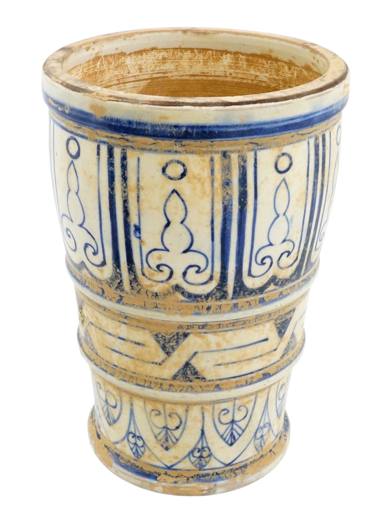 VINTAGE GREEK STYLE TERRACOTTA WHITE AND BLUE VASE (1 of 10)