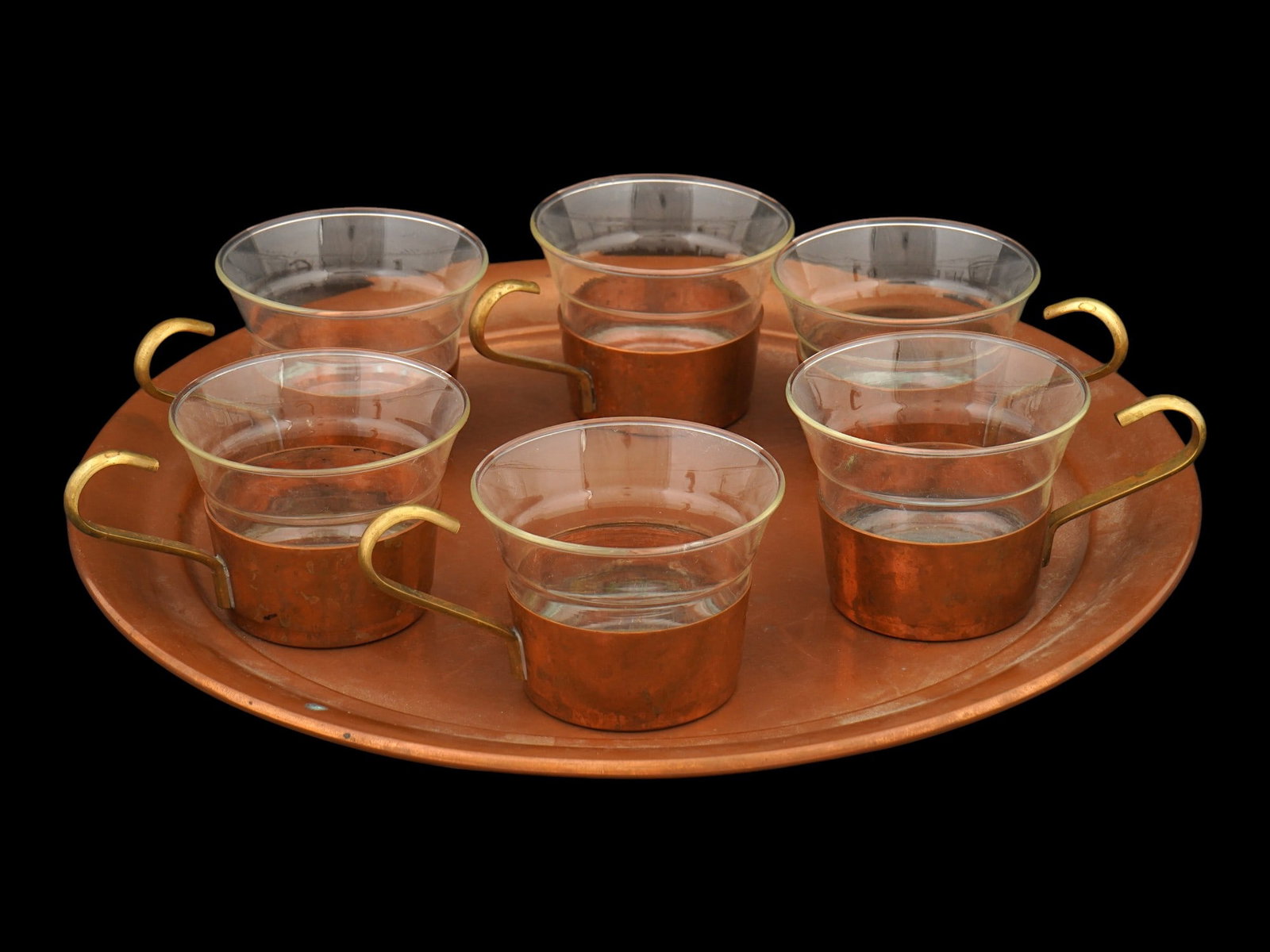 VINTAGE AMERICAN COPPER AND GLASS SERVING SET BY WALDOW (1 of 9)