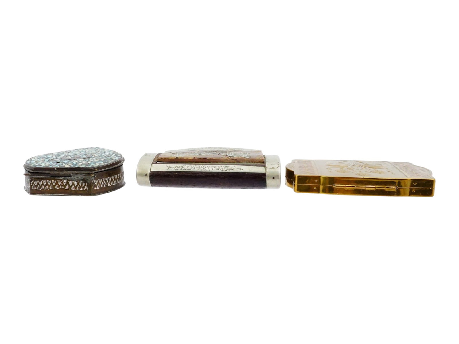 THREE ANTIQUE PERSONAL ACCESSORIES BOXES CONTAINERS - 5