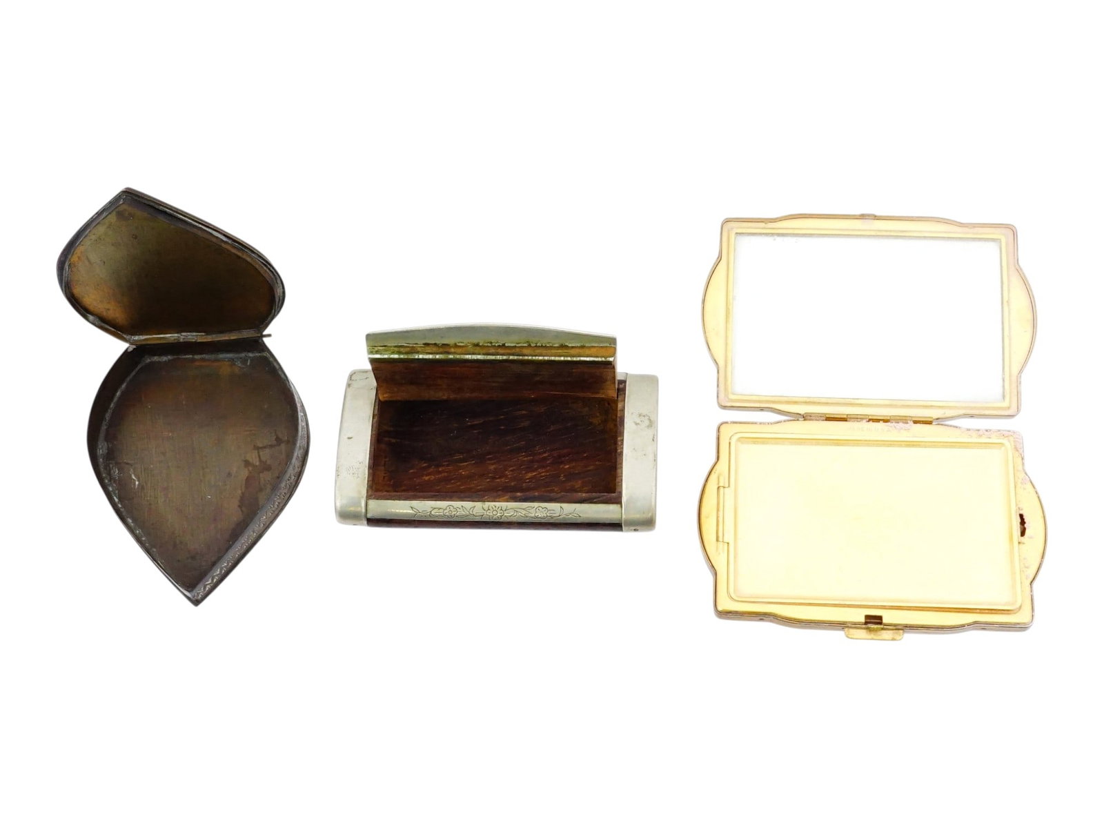 THREE ANTIQUE PERSONAL ACCESSORIES BOXES CONTAINERS - 7
