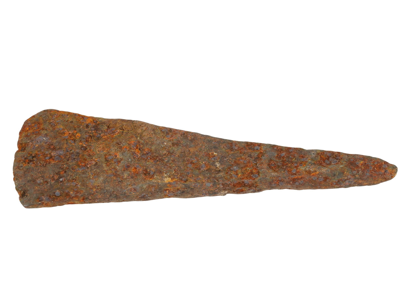 ANCIENT EGYPTIAN IRON CHISEL CIRCA 700 TO 200 BC: An ancient Egyptian iron artifact, presumably a chisel. Circa the late period, 700 to 200 BC. An elongated, conical object with a pointed end. Archaeological Finds And Historical Relics, Metalwork.