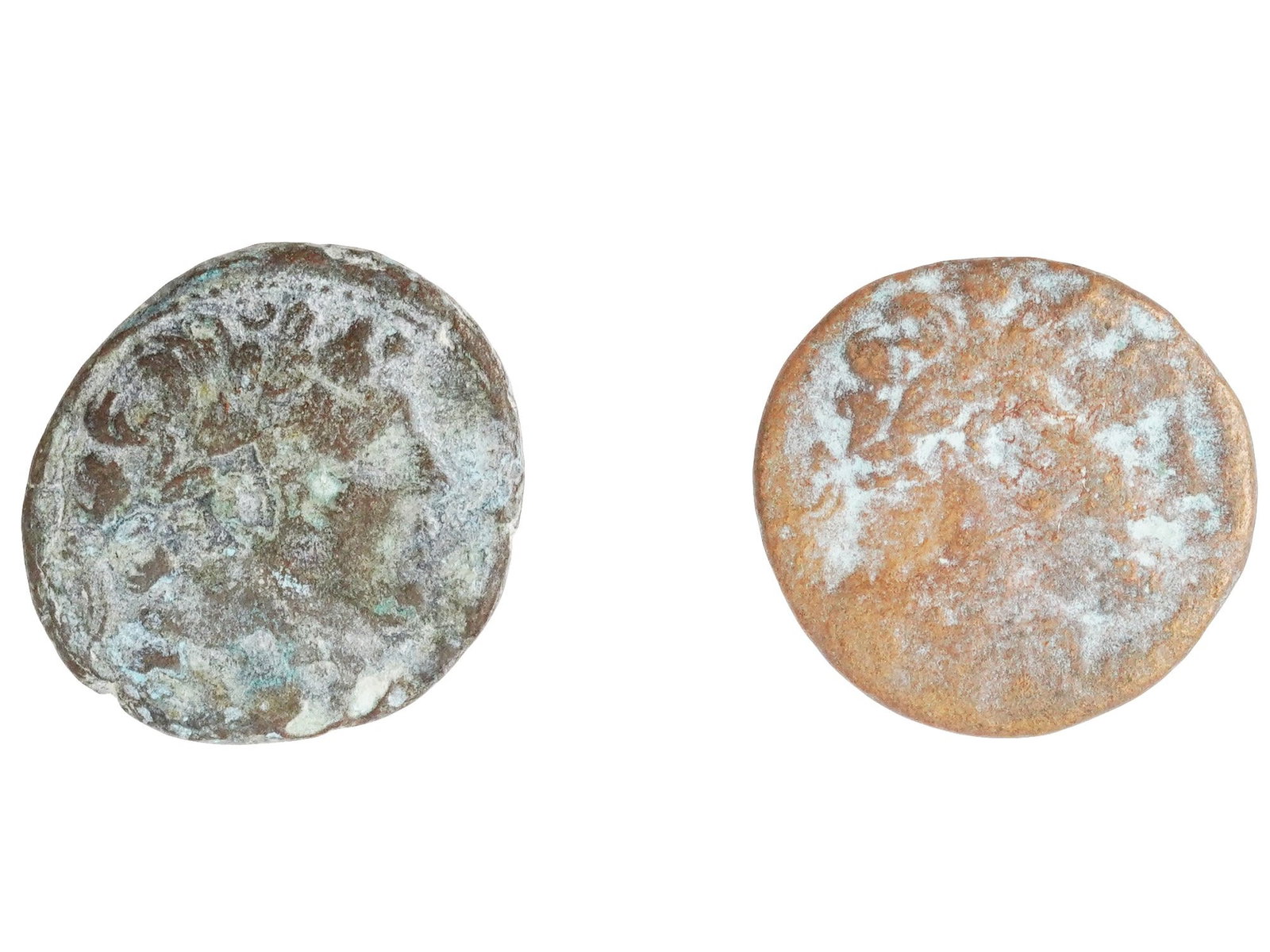 TWO ANCIENT ROMAN MELQART BRONZE COINS 100 TO 300 AD (1 of 3)