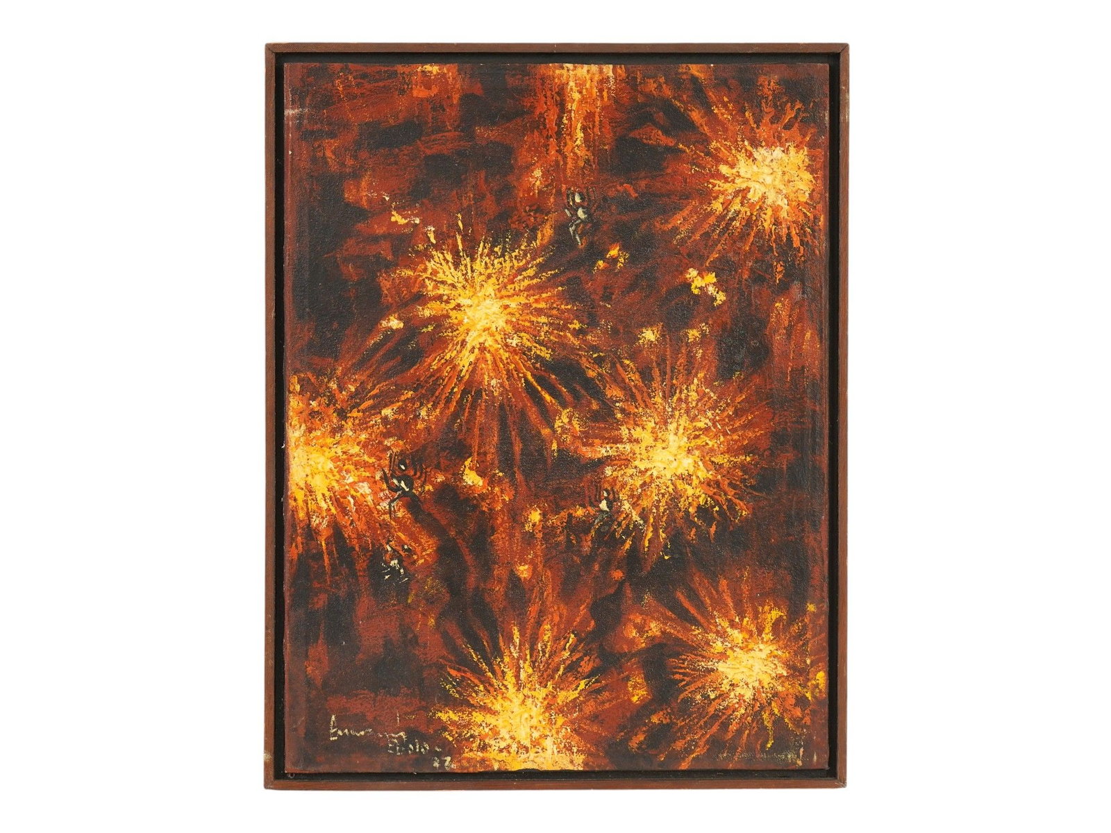 IMPRESSIONIST EUROPEAN OIL PAINTING SIGNED BY ARTIST: A European School oil painting on canvas depicting a composition with fireworks in the Impressionist manner. Signed by the artist, probably Emilio Gola and dated, lower left. Framed. Emilio Gola, Ital