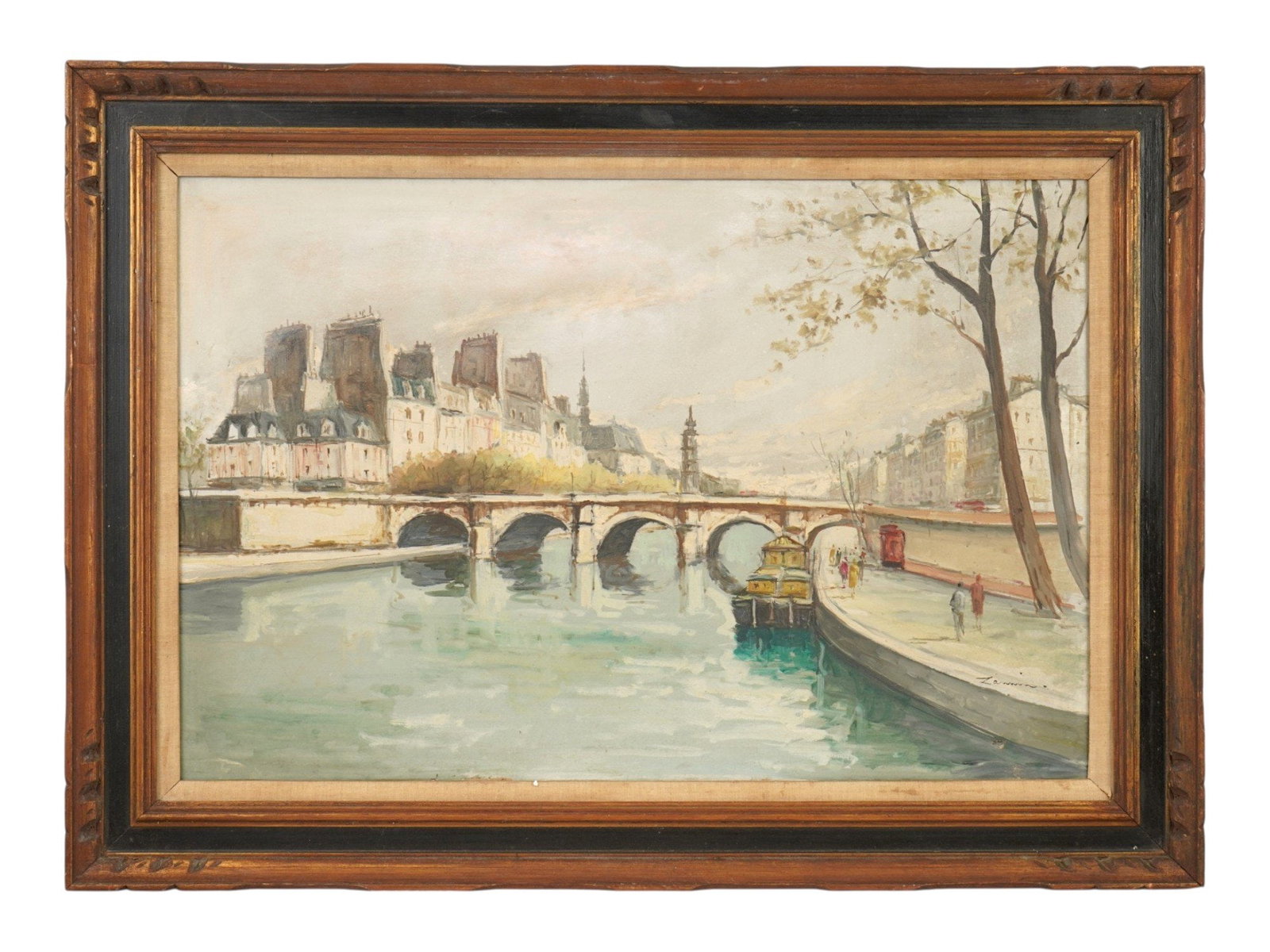 MID CENTURY IMPRESSIONIST PAINTING RIVER SEINE IN PARIS (1 of 5)