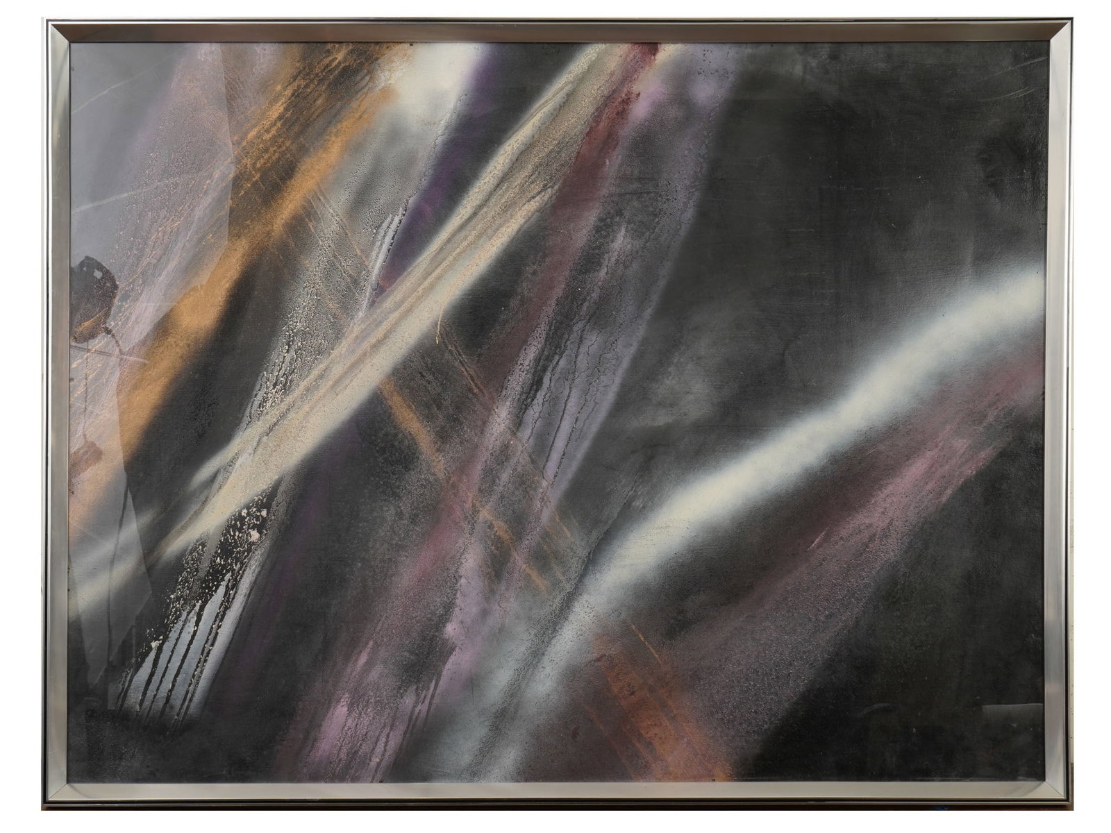 MID 20TH C ABSTRACT EXPRESSIONIST MIXED MEDIA PAINTING (1 of 4)