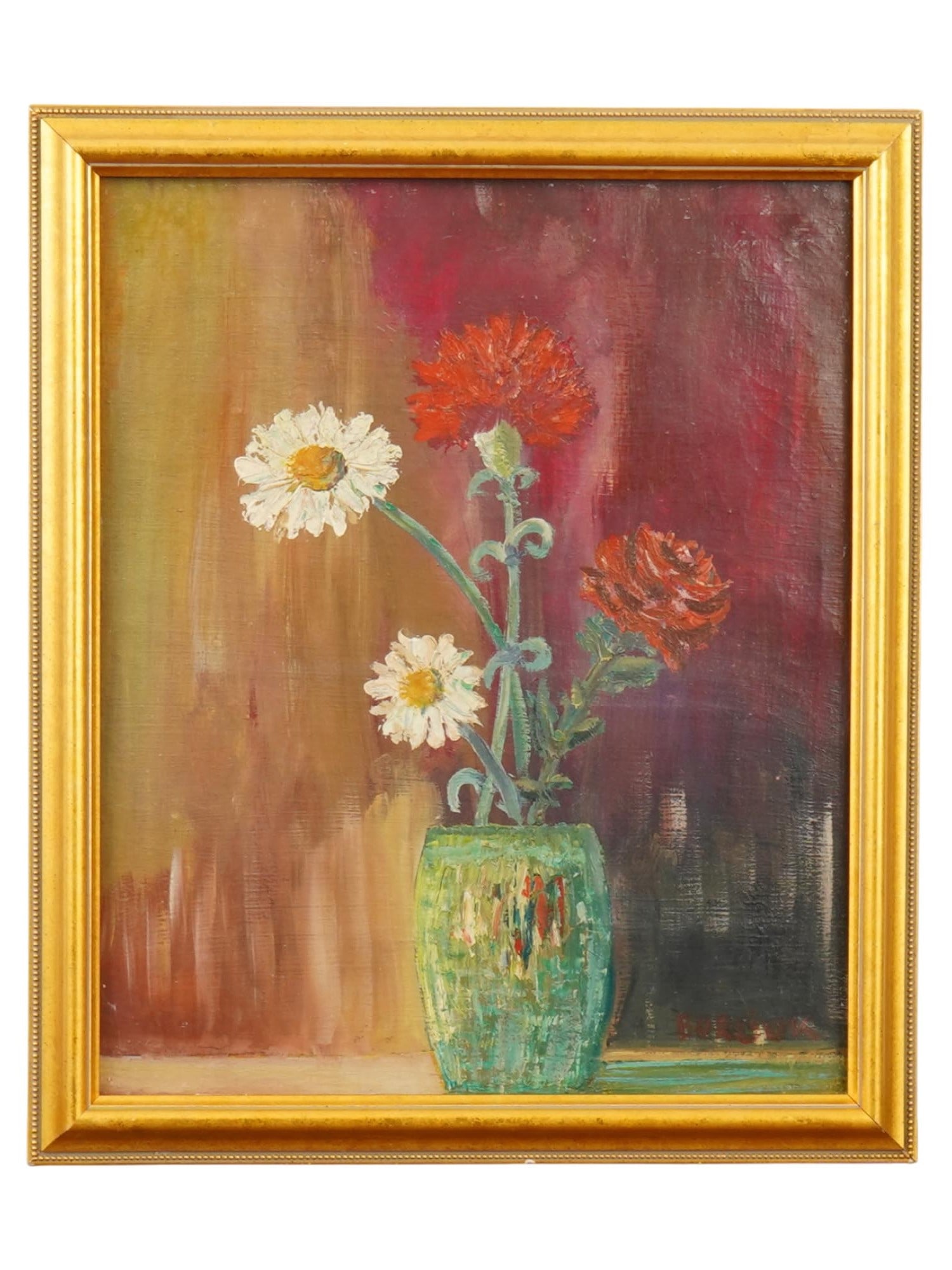 SIGNED DAVID BURLIUK STILL LIFE W FLOWERS OIL PAINTING (1 of 6)