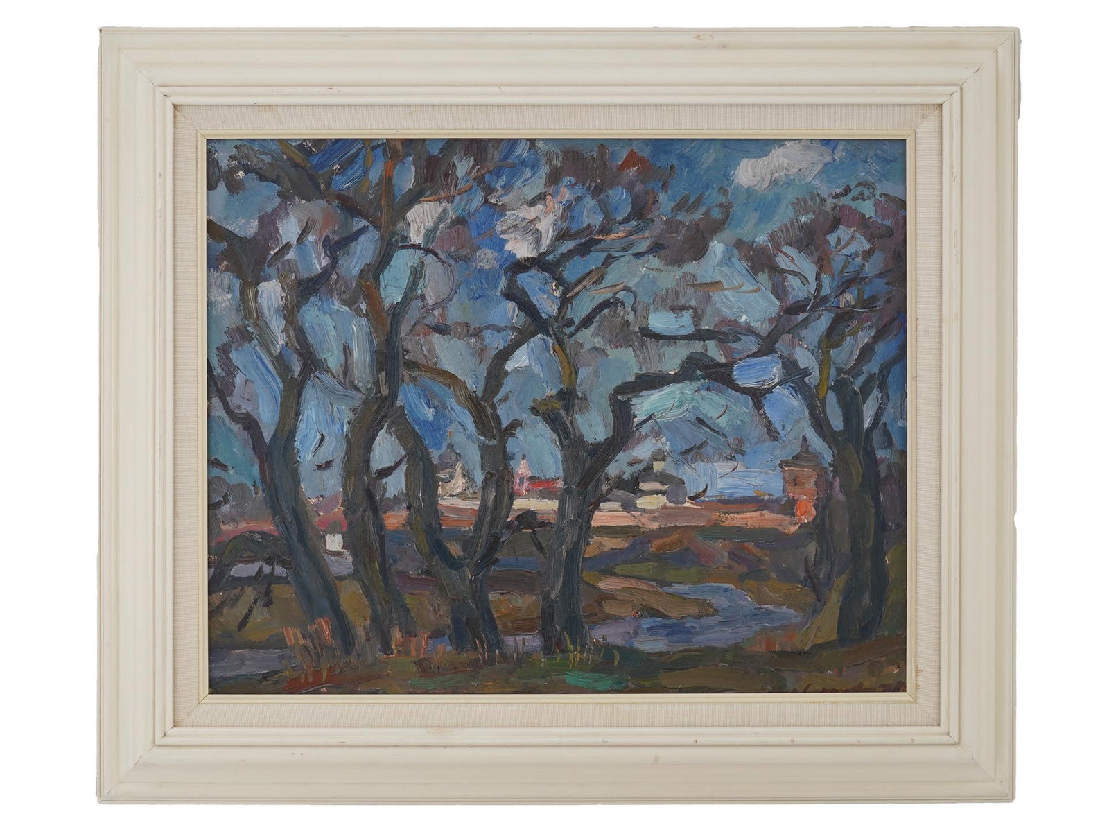 IVAN SOROKIN RUSSIAN RURAL LANDSCAPE OIL PAINTING: Ivan Sorokin, Russian, 1922 to 2004, oil on masonite painting. The artwork depicts a view of the Spaso-Efimyevsky Monastery in Suzdal. Titled Spring in Suzdal. Signed and dated 1978 in the lower right
