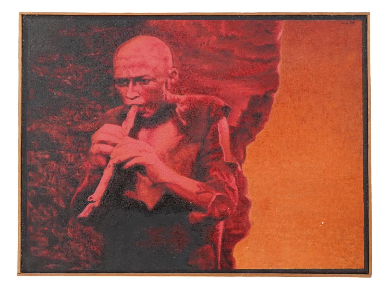 EUGENE ZENIN RUSSIAN DANISH OIL PAINTING JOCKER 1990: Eugene Zenin, Russian-Danish, born 1946, an oil painting on canvas depicting a portrait of a man, titled Jocker. Signed upper right and dated 1990, additionally inscribed in Russian and English on ver