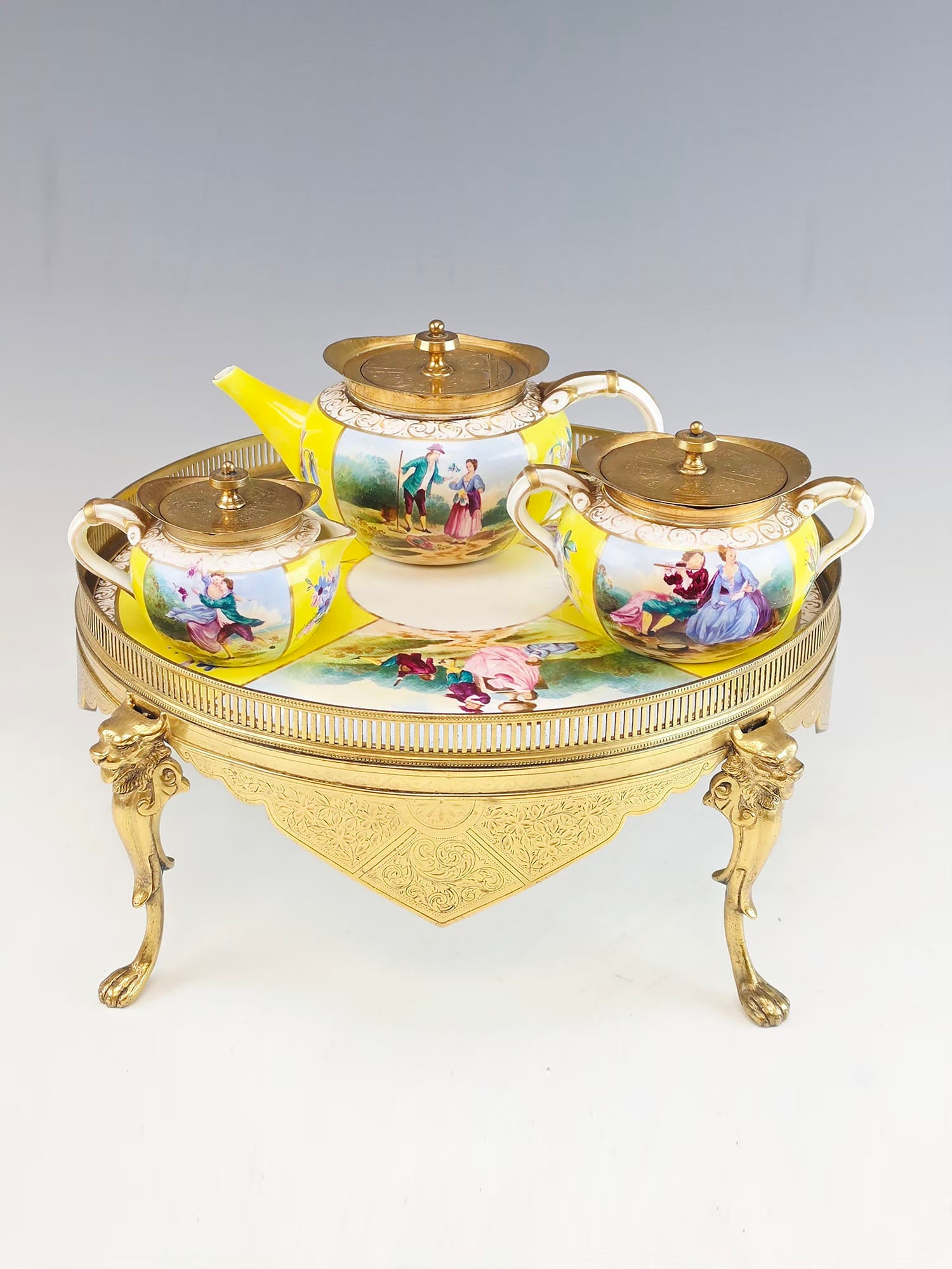 19TH C ROYAL VIENNA STYLE PORCELAIN TEA SERVICE W STAND (1 of 8)