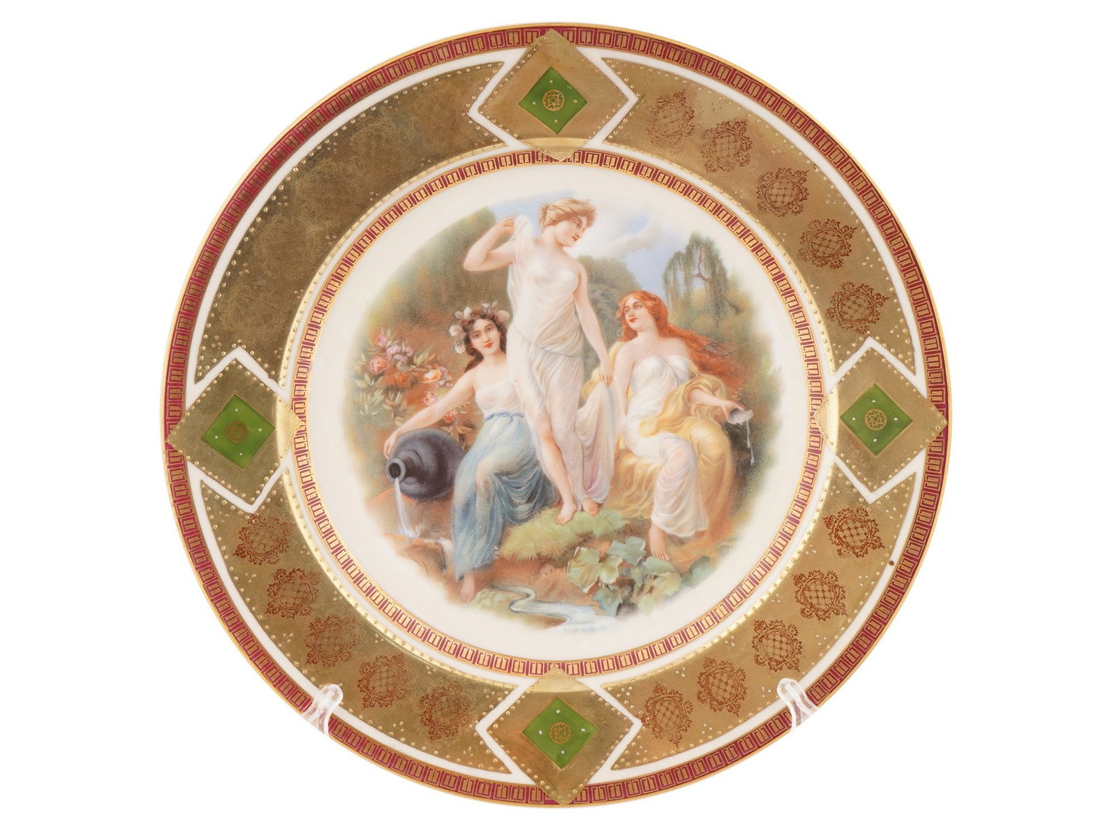 CZECHOSLOVAKIAN GILT PAINTED PORCELAIN PLATE MARKED (1 of 4)