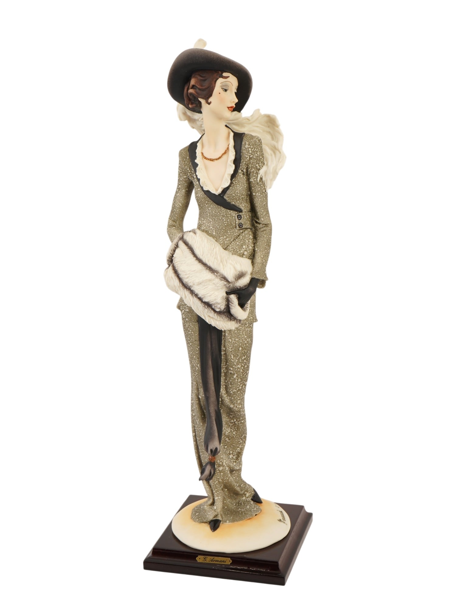 LTD ITALIAN COMPOSITE FIGURINE DESIGNED BY ARMANI: A limited edition composite figurine called Lady with Muff or Winters Eve created by the famous Italian sculptor Giuseppe Armani, worked at the Florence Sculture d Arte factory in Italy. The figurine 
