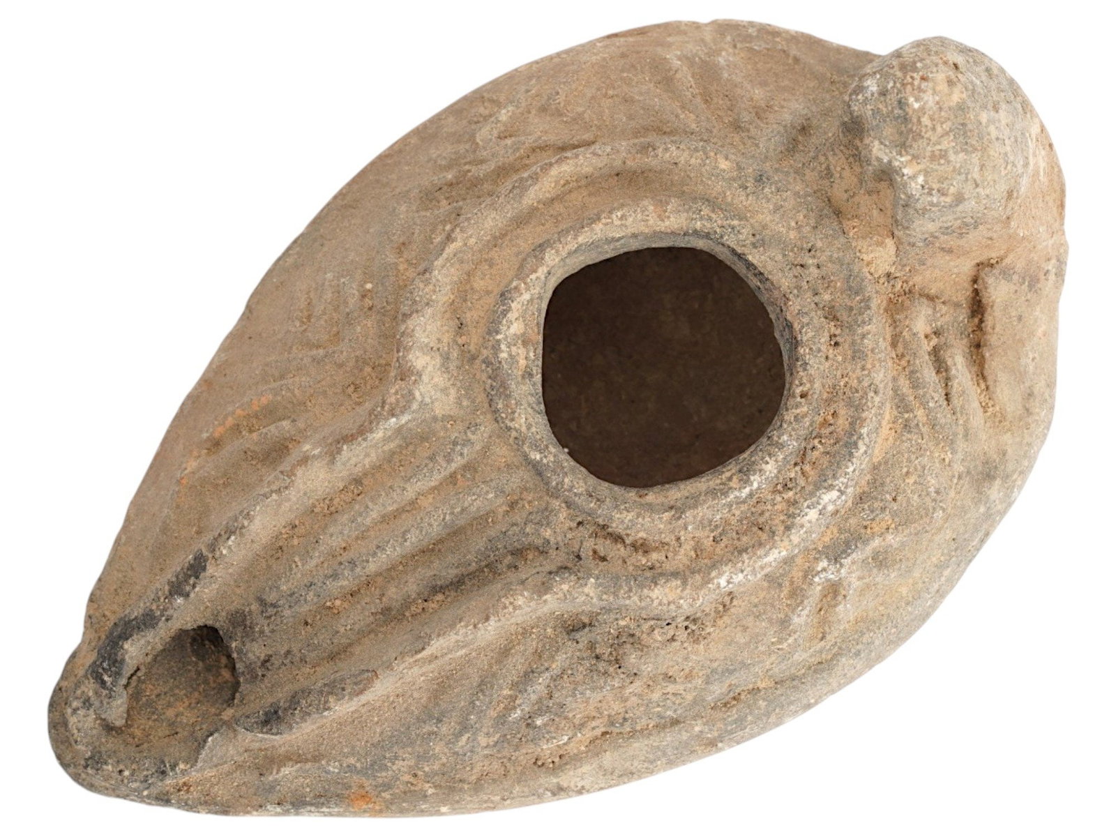 ANCIENT JUDAICA TERRACOTTA OIL LAMP W MENORAH MOTIFS (1 of 7)