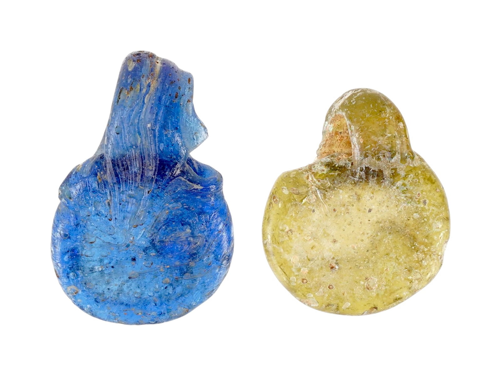 ANCIENT BLUE AND YELLOW GLASS AMULET PENDANTS (1 of 4)