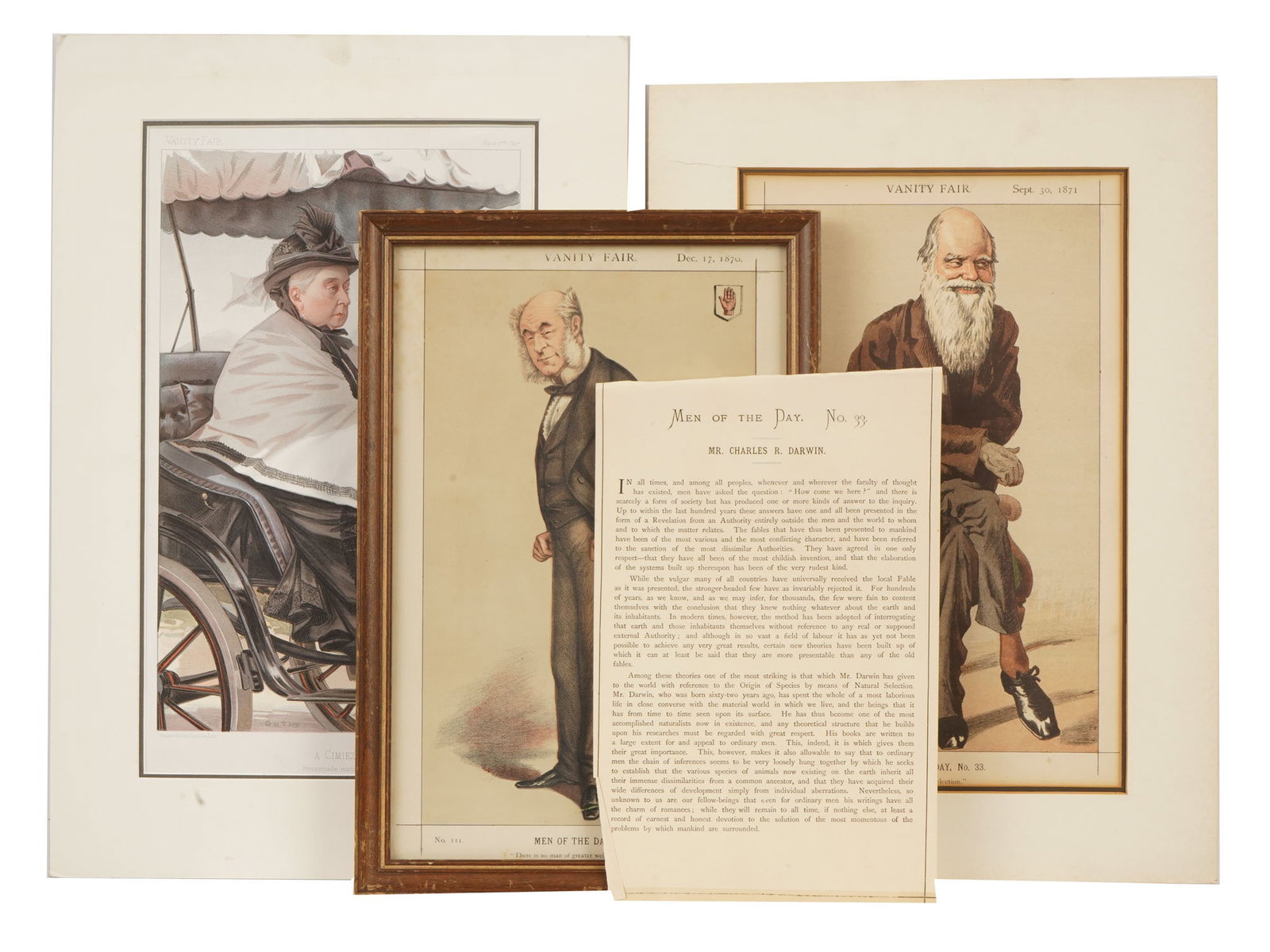 THREE ANTIQUE 19TH C VANITY FAIR COLOR LITHOGRAPHS (1 of 12)