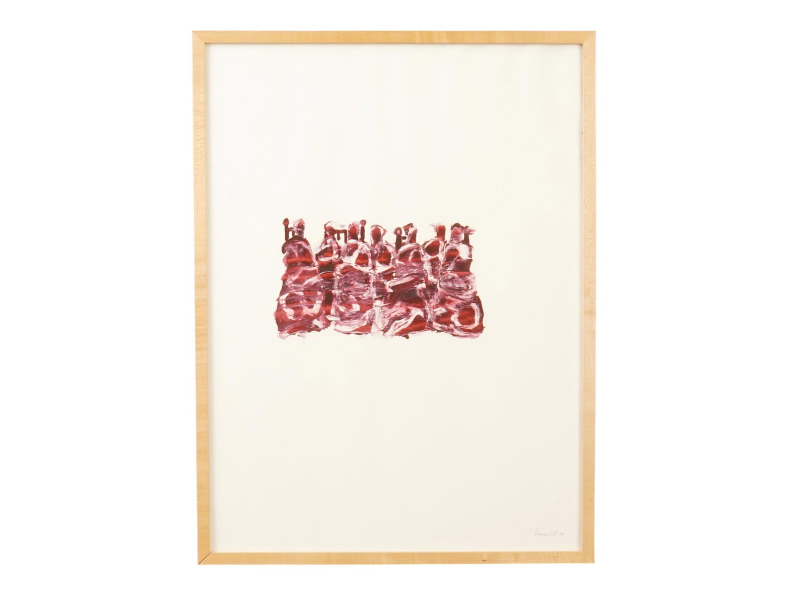 SIGNED LEEMOUR PELLI AMERICAN ABSTRACT PAINTING: An American mixed media, oil and pencil on paper abstract painting. Signed in pencil by the artist Leemour Pelli and dated 1998 lower right. The artwork depicts an abstract composition in red and