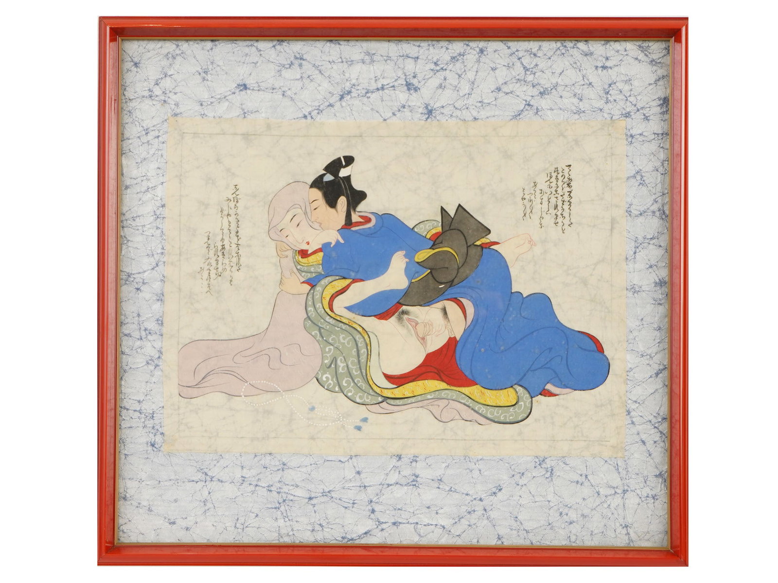 JAPANESE SHUNGA EROTIC SCENE PAINTING ON SILK (1 of 5)