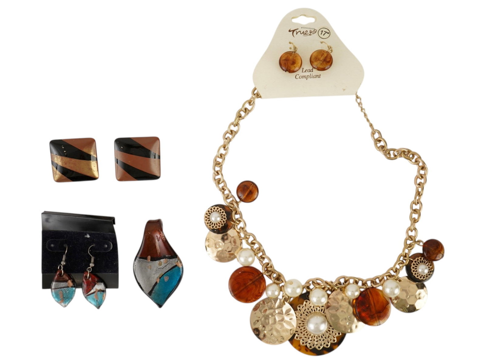 VINTAGE COSTUME JEWELRY NECKLACE EARRINGS PENDANT (1 of 7)
