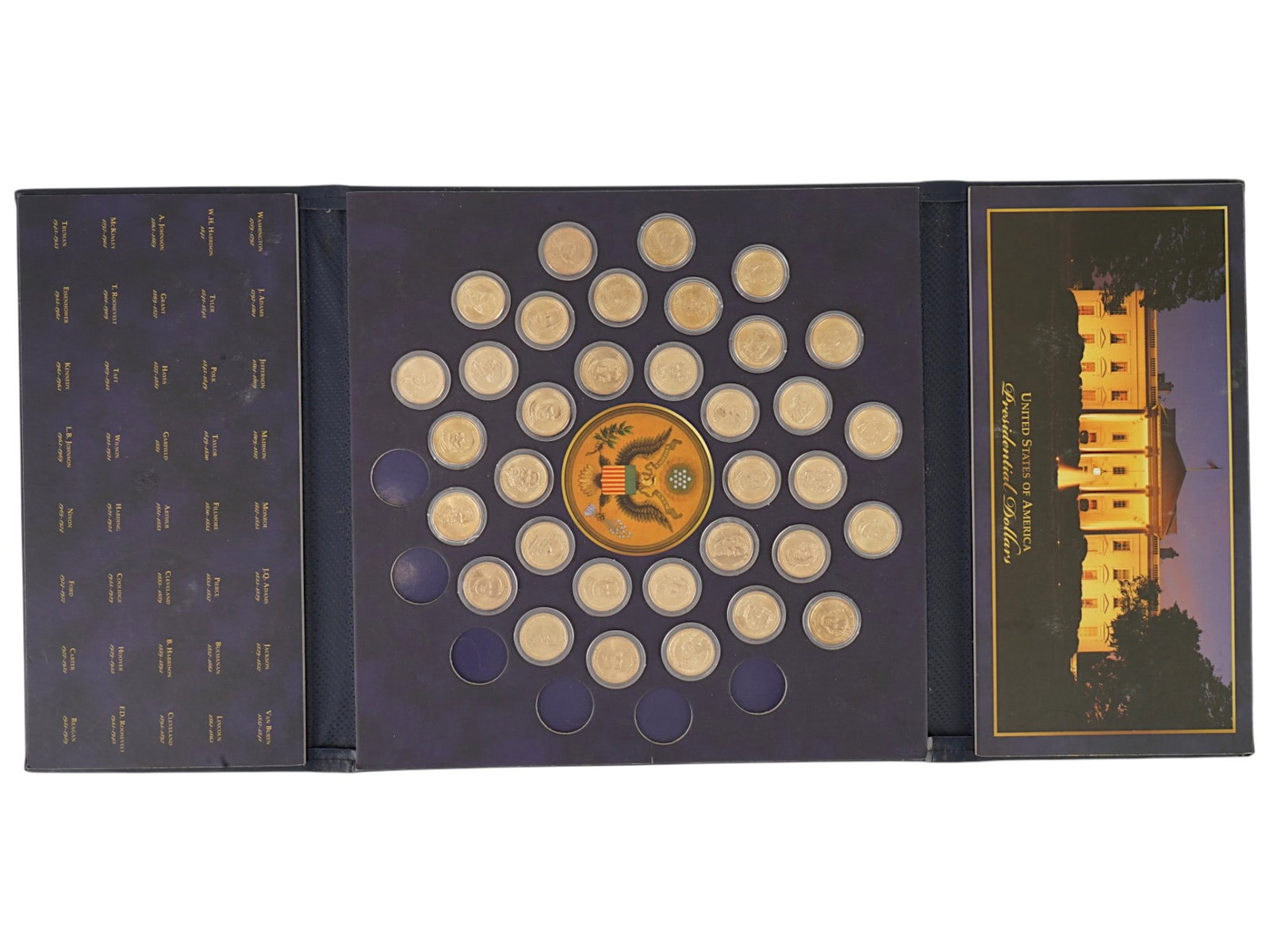 US MINT PRESIDENTIAL COLLECTION ONE DOLLAR COIN SET: The US Mint Presidential One Dollar coin set. Running from 2007 through 2020. Obverse depicts the featured president; reverse features a striking rendition of the Statue of Liberty. A total of 34 coin