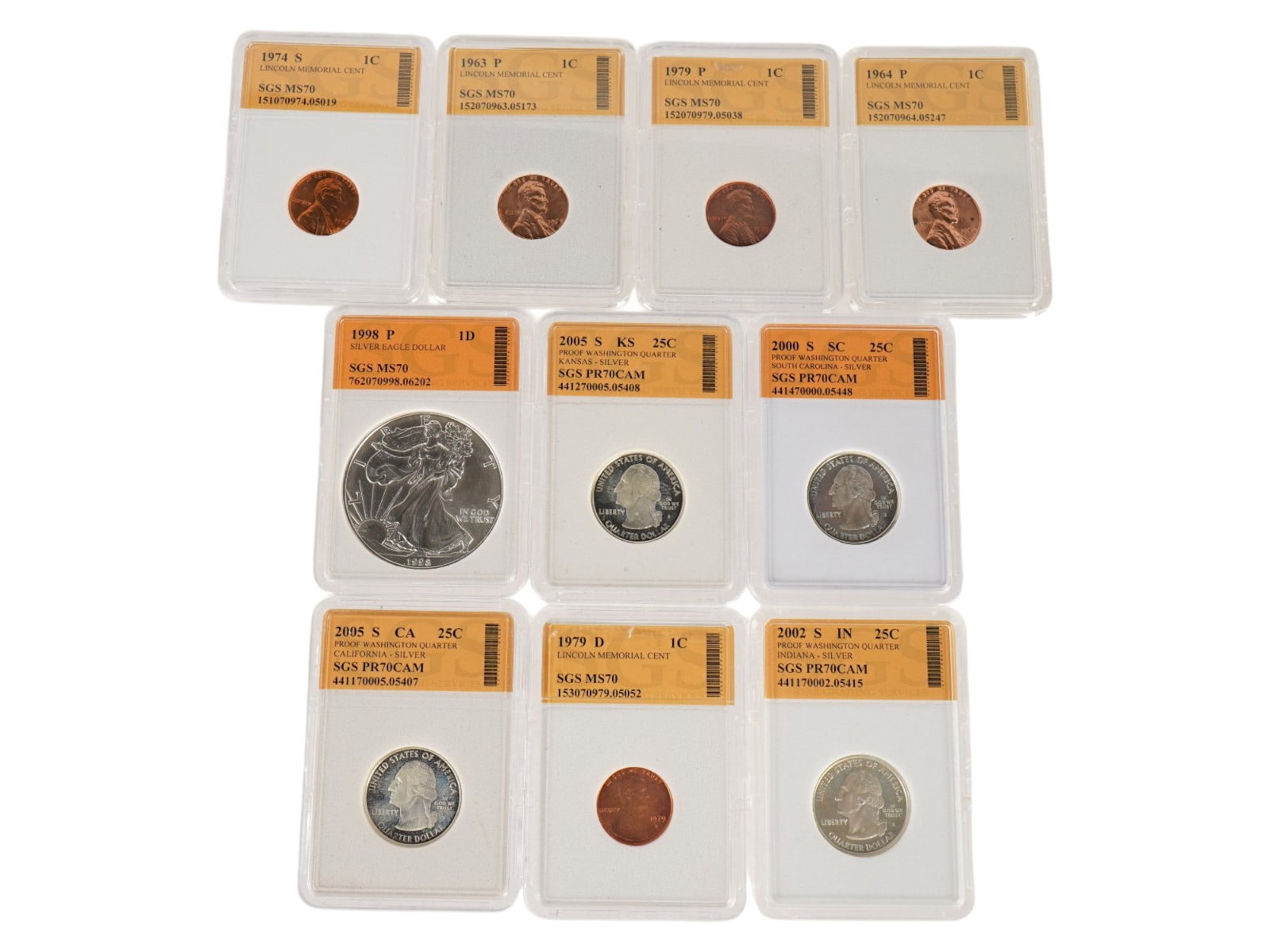 COLLECTION OF 10 GRADED UNITED STATES COINS (1 of 9)