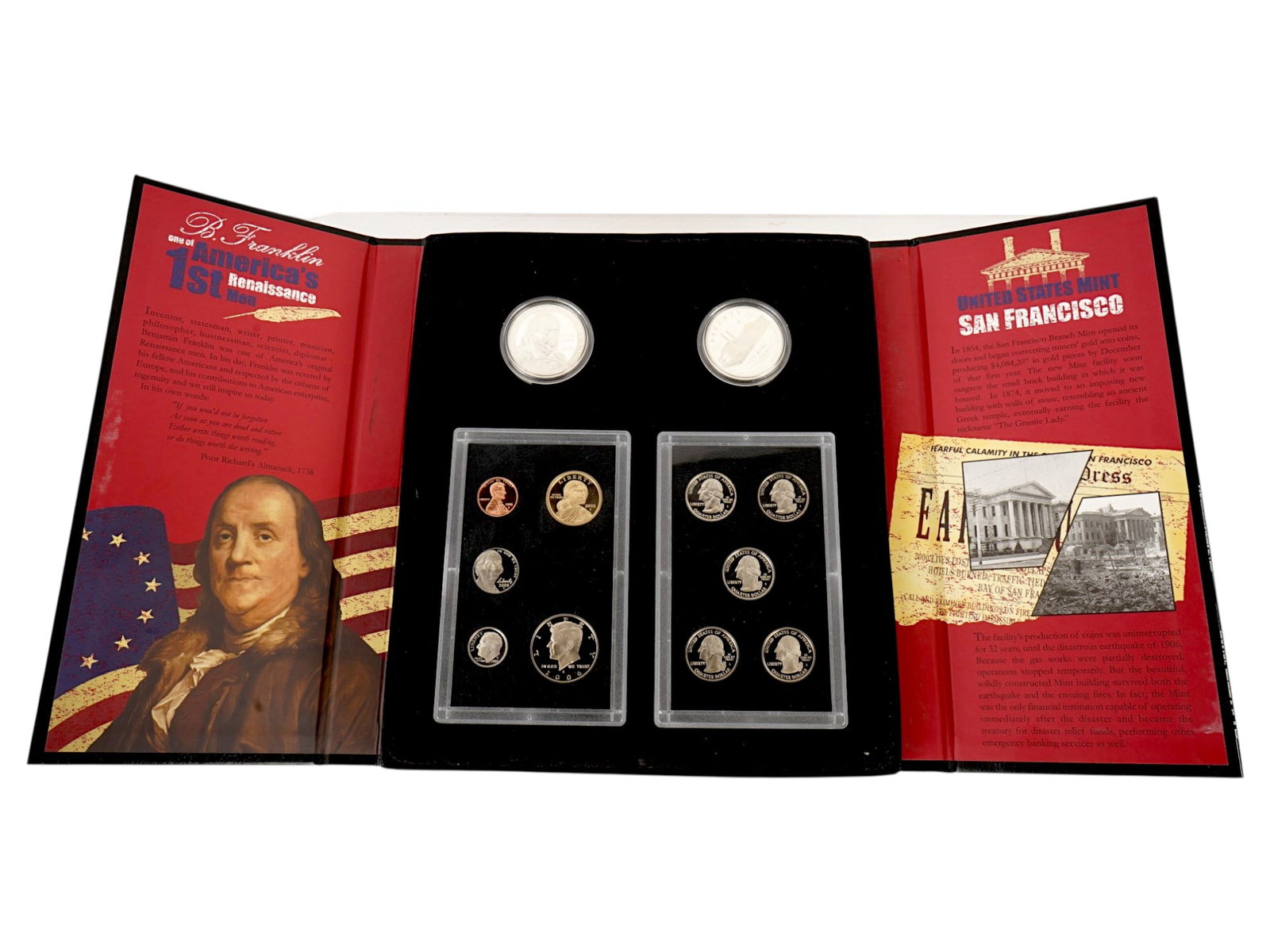 2006 US MINT AMERICAN LEGACY COLLECTION COIN SET W COA: A 2006 United States Mint American Legacy Collection, a premium, limited-edition numismatic set. Comes with a certificate of authenticity. Silver Dollar, Commemorative Silver Coin, United States Mint,